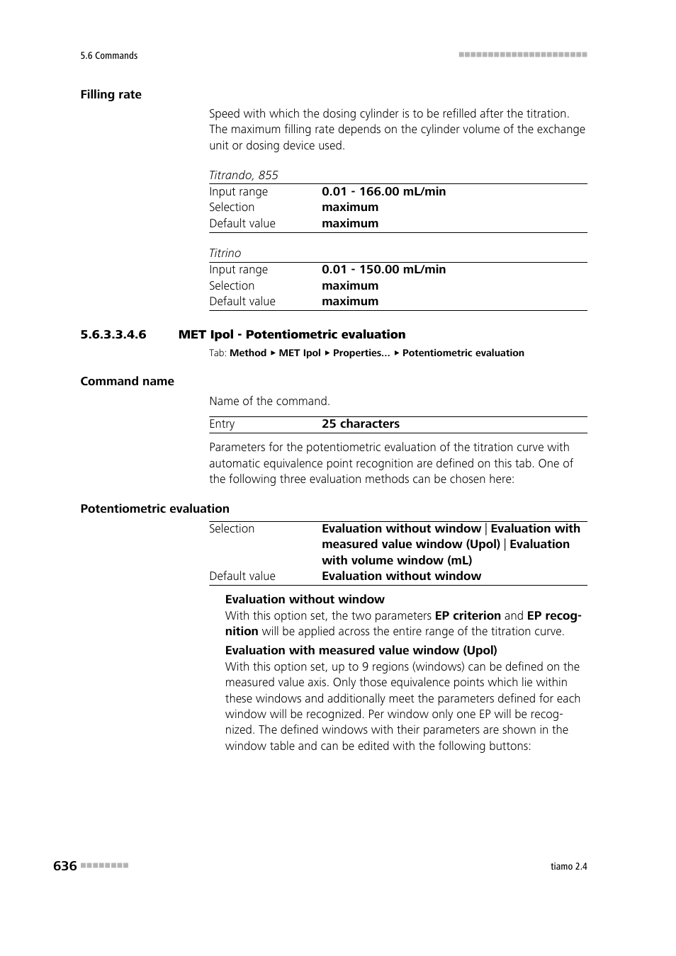 6 met ipol - potentiometric evaluation, Potentiometric evaluation | Metrohm tiamo 2.4 Manual User Manual | Page 652 / 1717