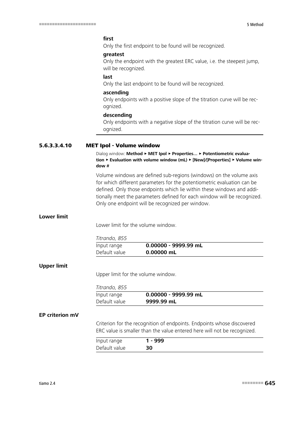 10 met ipol - volume window | Metrohm tiamo 2.4 Manual User Manual | Page 661 / 1717