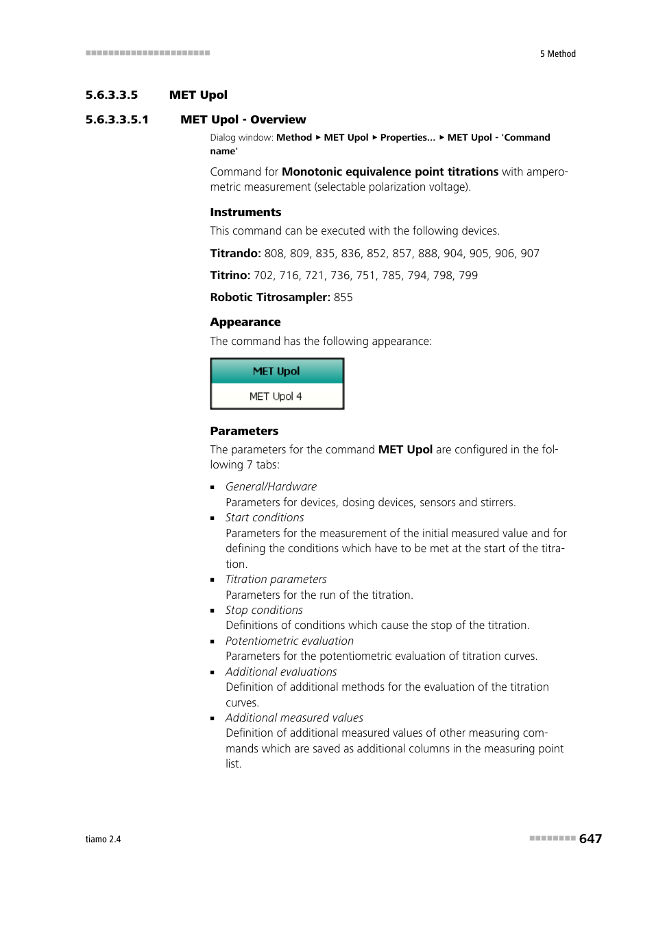 5 met upol, 1 met upol - overview, Met upol | Metrohm tiamo 2.4 Manual User Manual | Page 663 / 1717