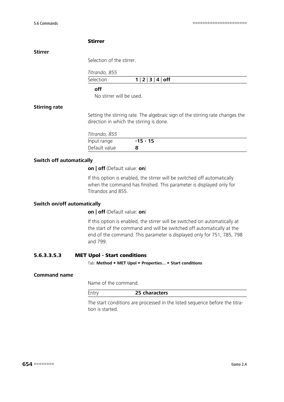 3 met upol - start conditions, Start conditions | Metrohm tiamo 2.4 Manual User Manual | Page 670 / 1717