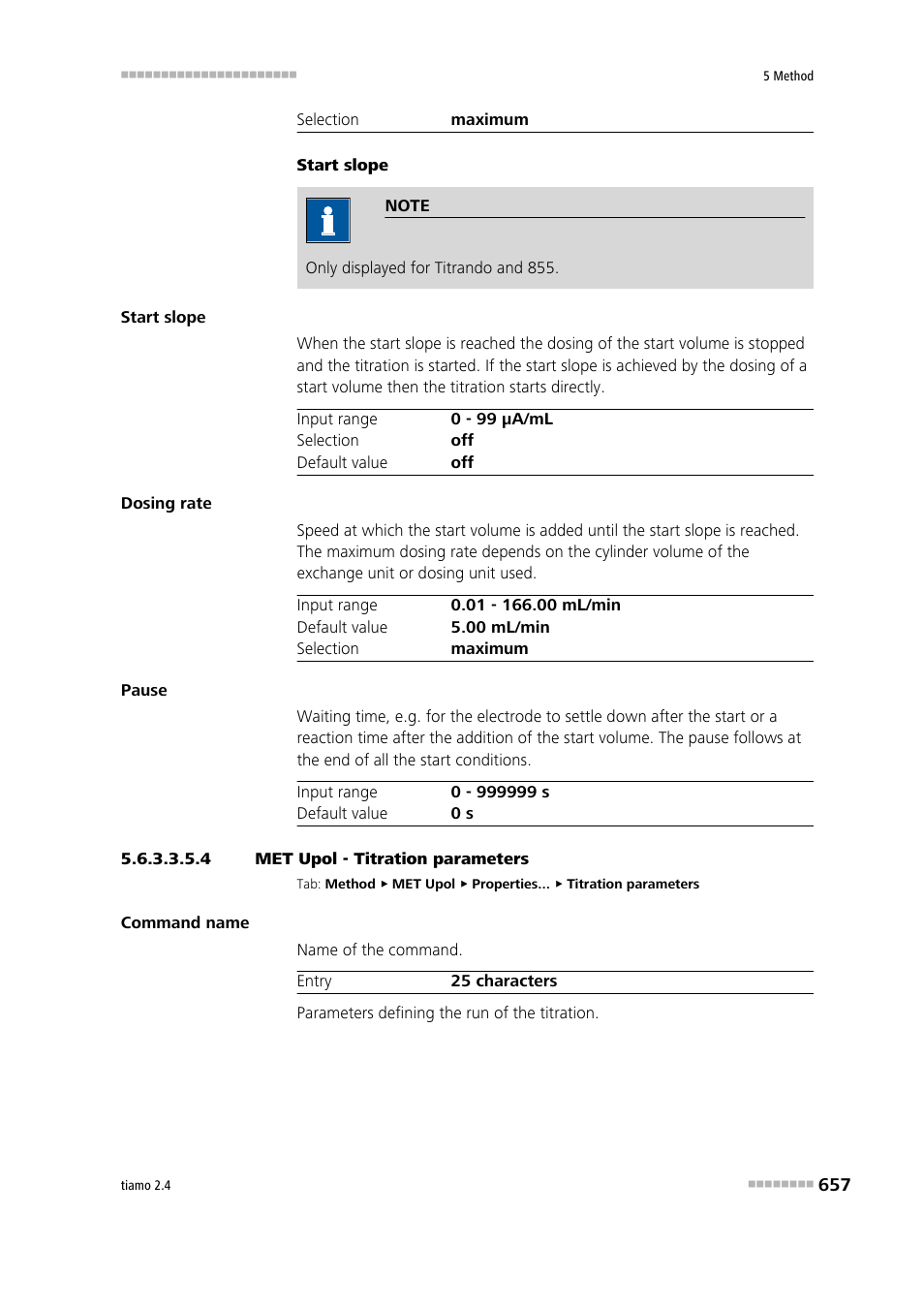 4 met upol - titration parameters, Titration parameters | Metrohm tiamo 2.4 Manual User Manual | Page 673 / 1717