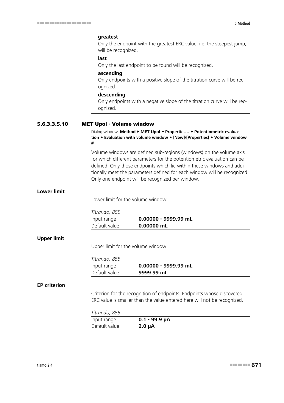 10 met upol - volume window | Metrohm tiamo 2.4 Manual User Manual | Page 687 / 1717