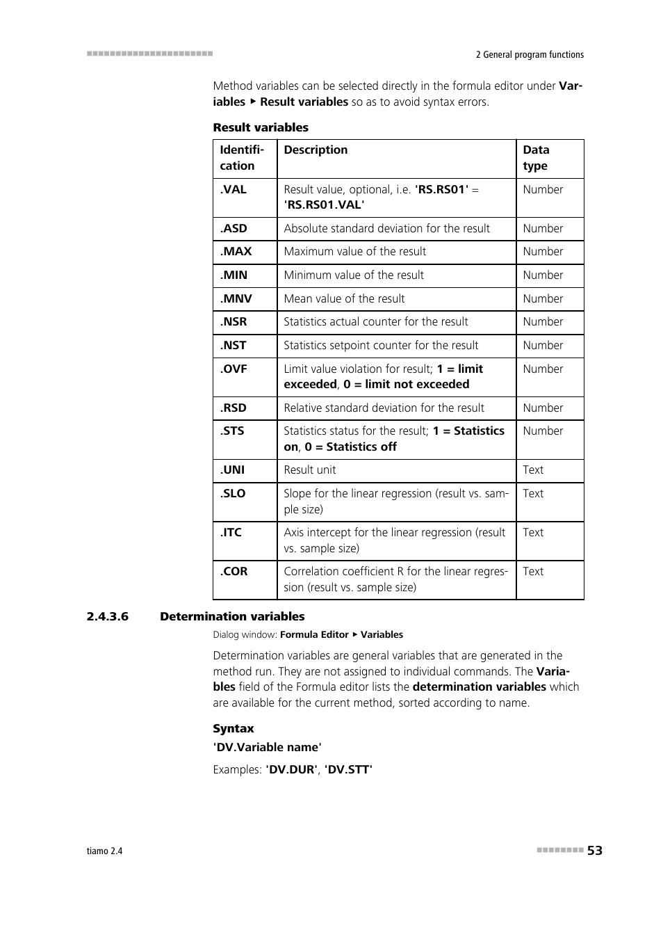 6 determination variables, Determina- tion varia- bles | Metrohm tiamo 2.4 Manual User Manual | Page 69 / 1717