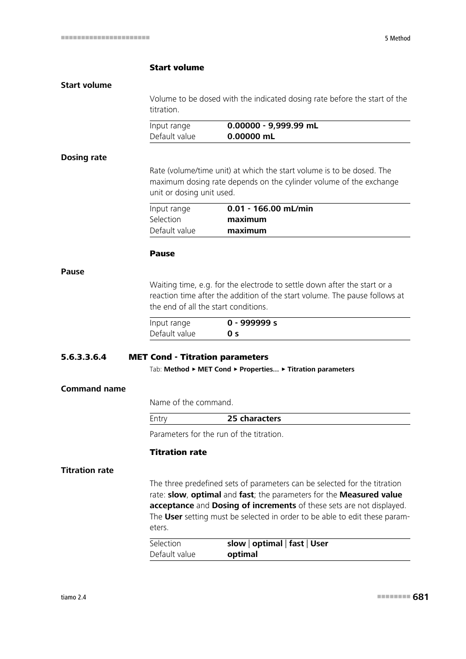 4 met cond - titration parameters, Titration parameters | Metrohm tiamo 2.4 Manual User Manual | Page 697 / 1717