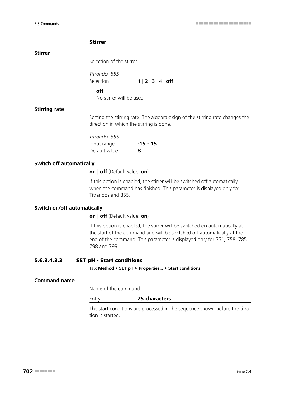 3 set ph - start conditions, Start conditions | Metrohm tiamo 2.4 Manual User Manual | Page 718 / 1717