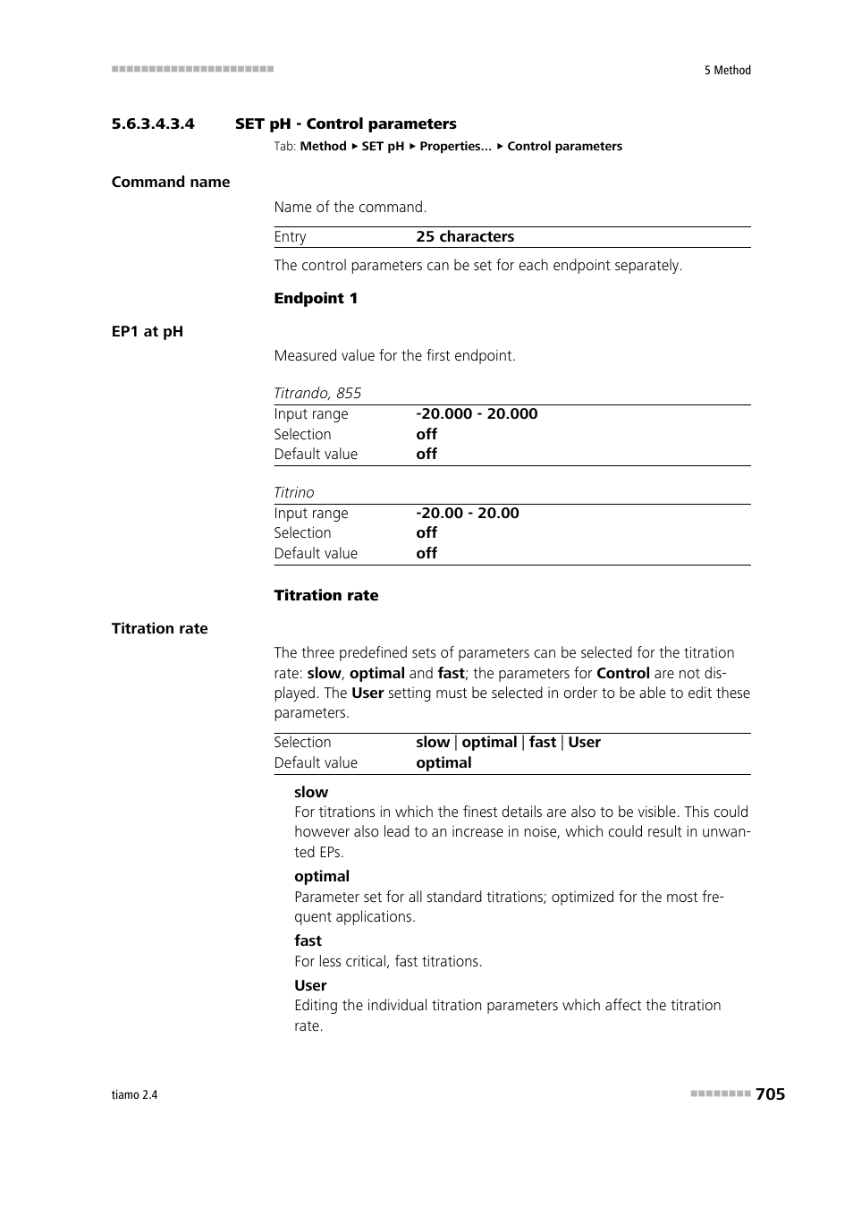 4 set ph - control parameters, Control parameters | Metrohm tiamo 2.4 Manual User Manual | Page 721 / 1717