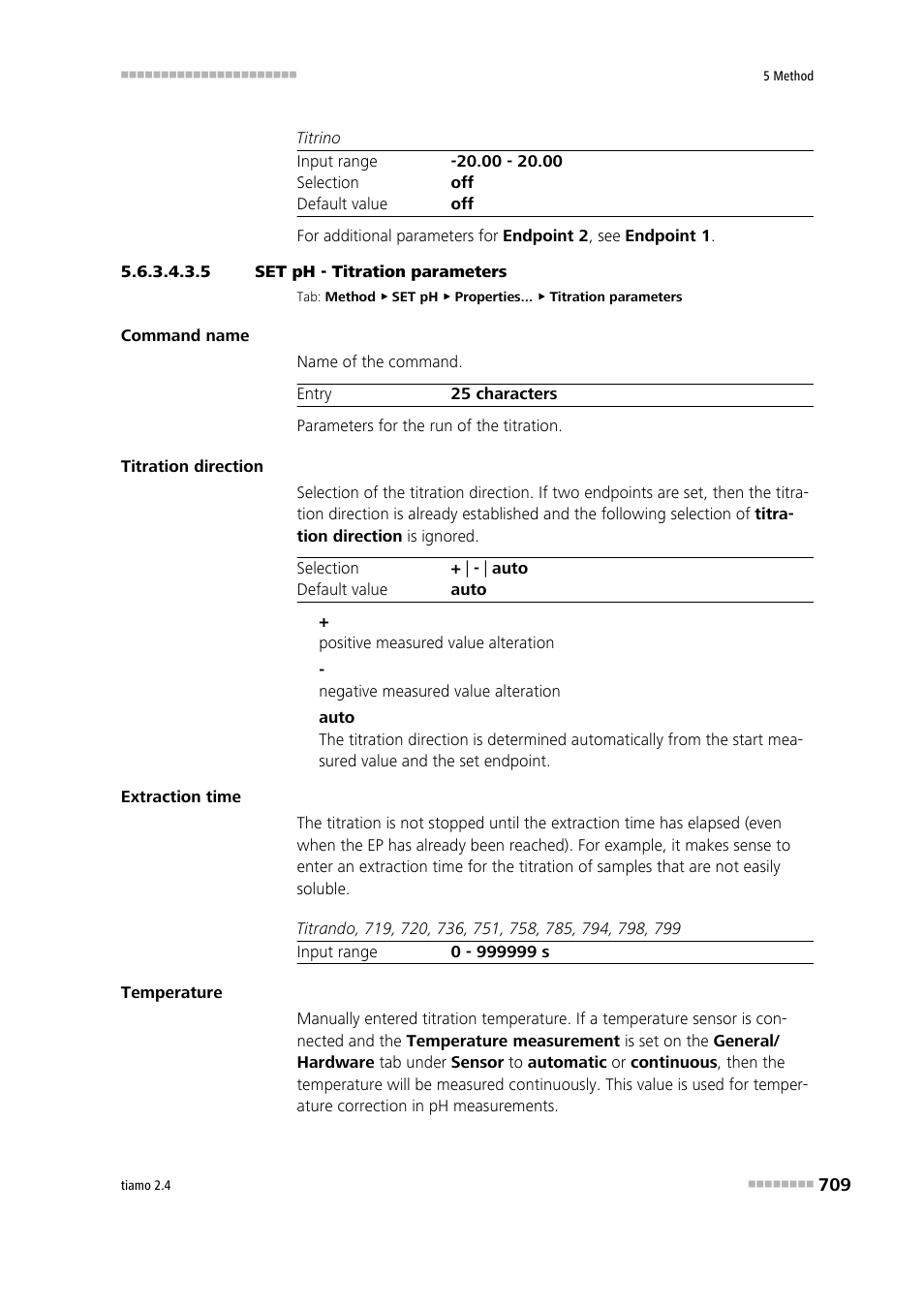 5 set ph - titration parameters, Titration parameters | Metrohm tiamo 2.4 Manual User Manual | Page 725 / 1717