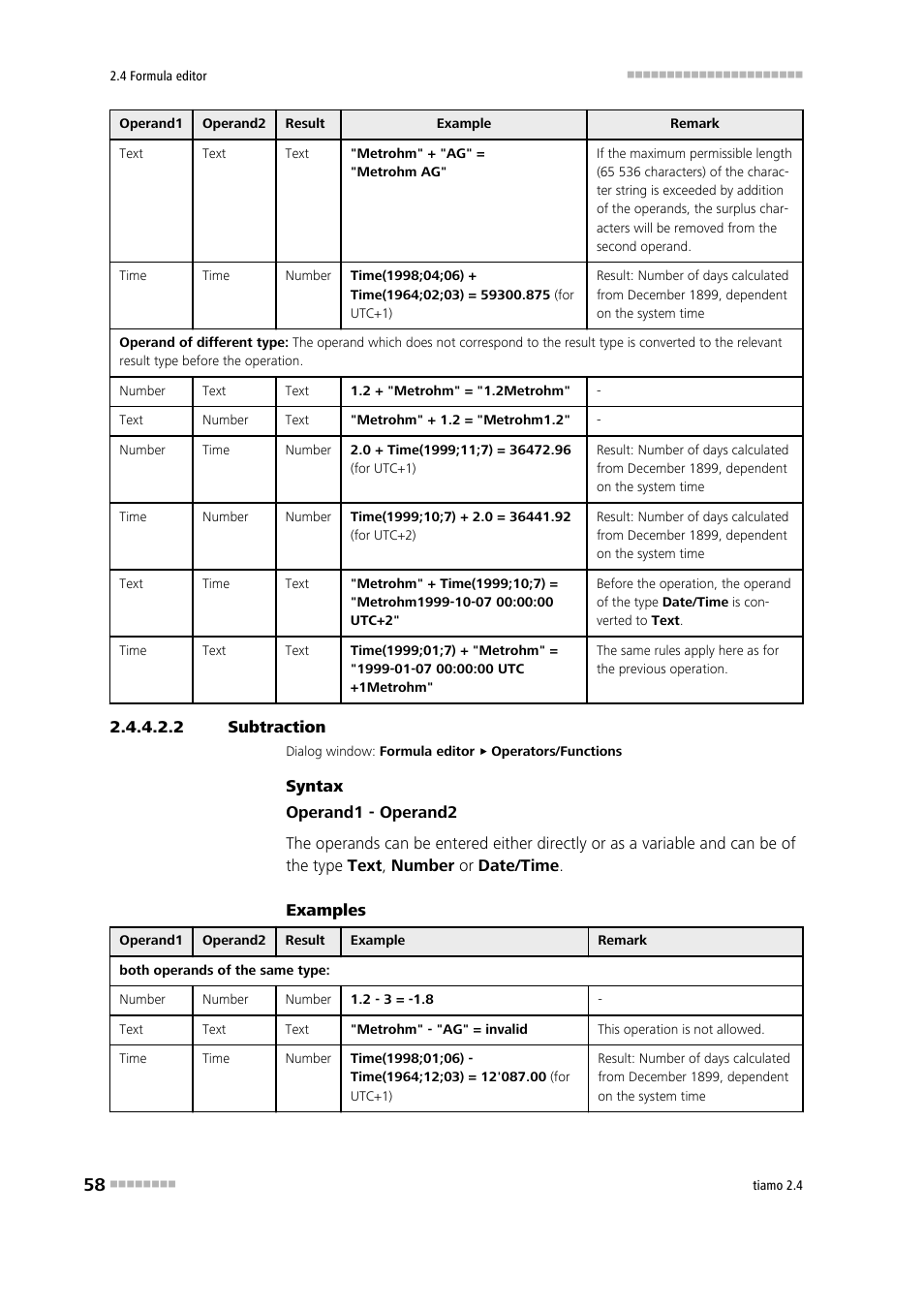 2 subtraction, Subtraction | Metrohm tiamo 2.4 Manual User Manual | Page 74 / 1717