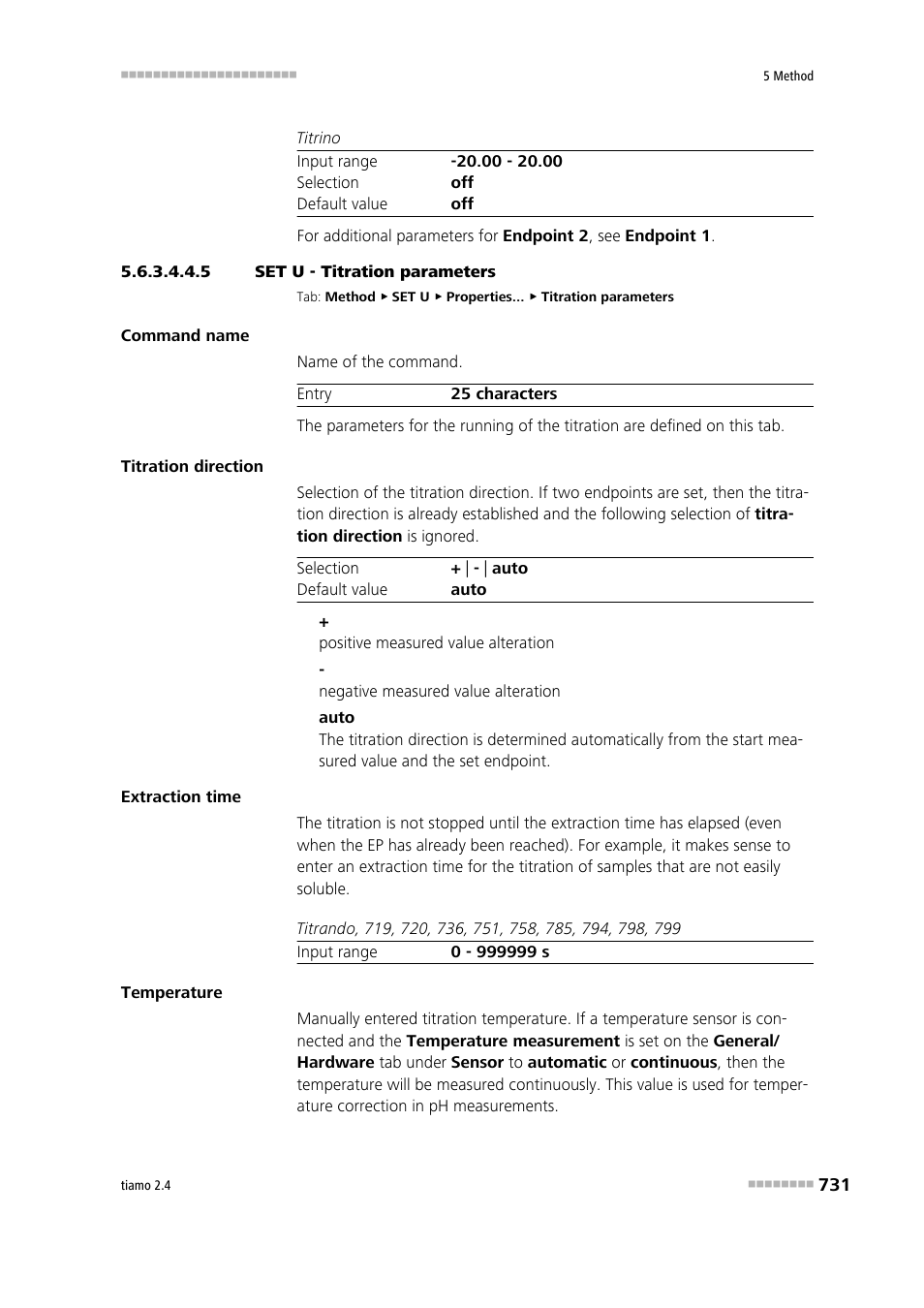 5 set u - titration parameters, Titration parameters | Metrohm tiamo 2.4 Manual User Manual | Page 747 / 1717