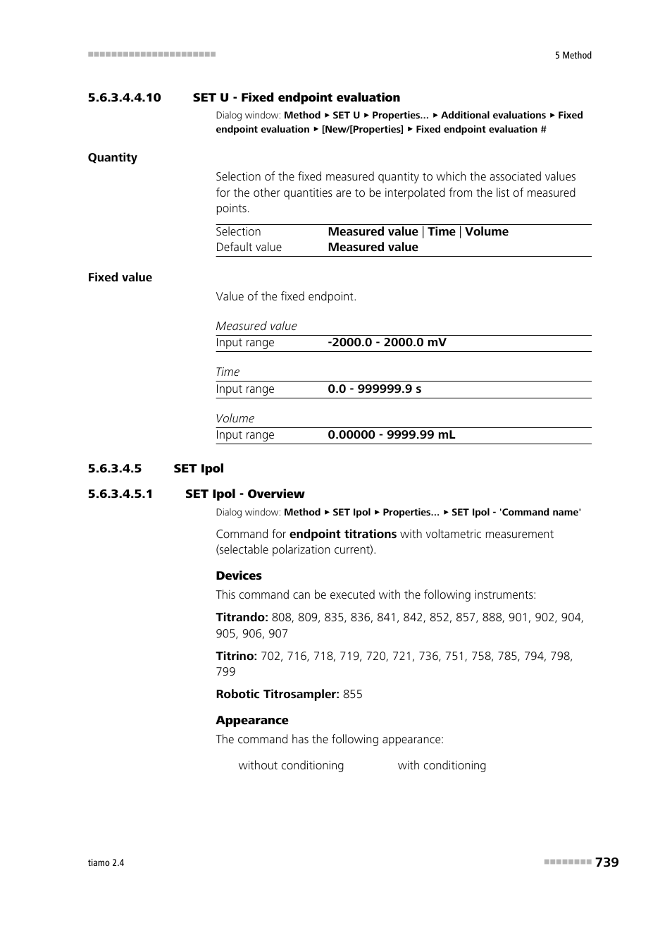 10 set u - fixed endpoint evaluation, 5 set ipol, 1 set ipol - overview | Metrohm tiamo 2.4 Manual User Manual | Page 755 / 1717