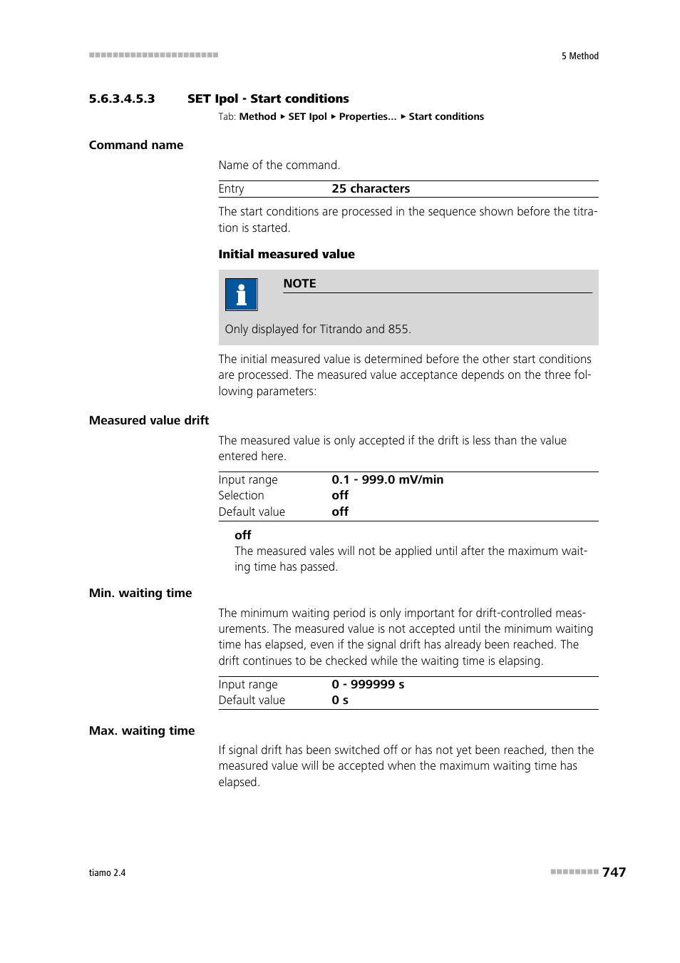 3 set ipol - start conditions, Start conditions | Metrohm tiamo 2.4 Manual User Manual | Page 763 / 1717