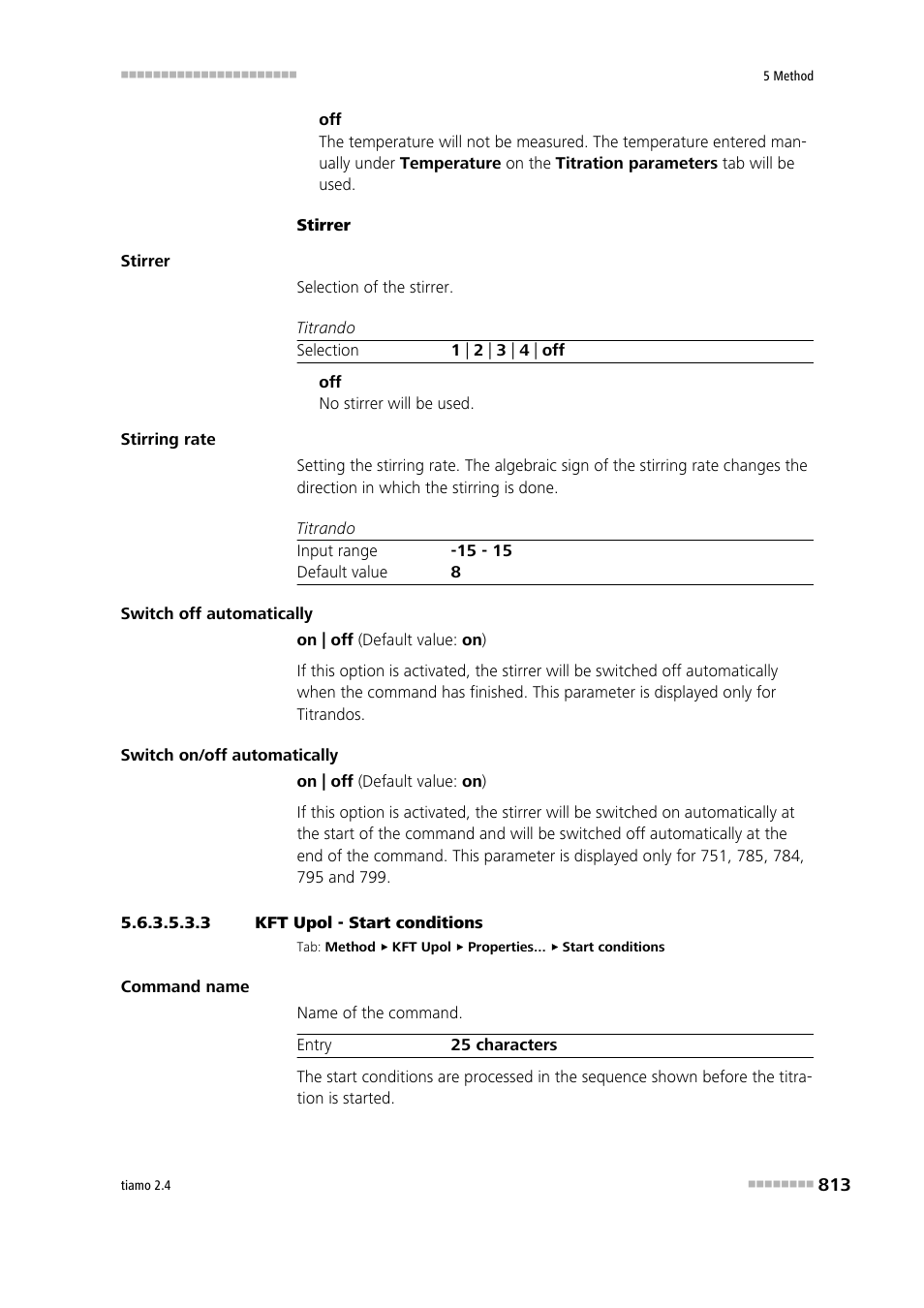 3 kft upol - start conditions, Start conditions | Metrohm tiamo 2.4 Manual User Manual | Page 829 / 1717