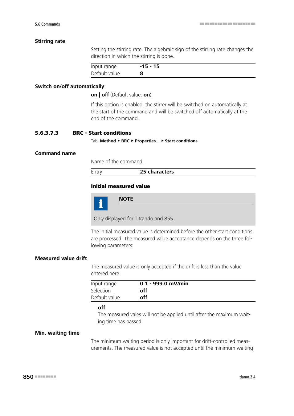 3 brc - start conditions, Start conditions | Metrohm tiamo 2.4 Manual User Manual | Page 866 / 1717