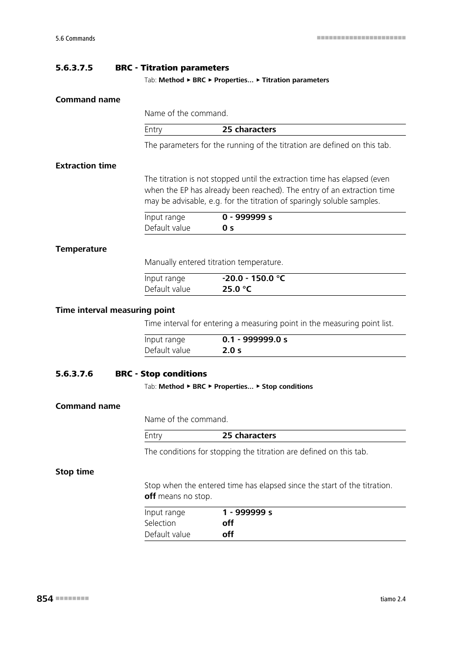 5 brc - titration parameters, 6 brc - stop conditions, Titration parameters | Stop conditions | Metrohm tiamo 2.4 Manual User Manual | Page 870 / 1717