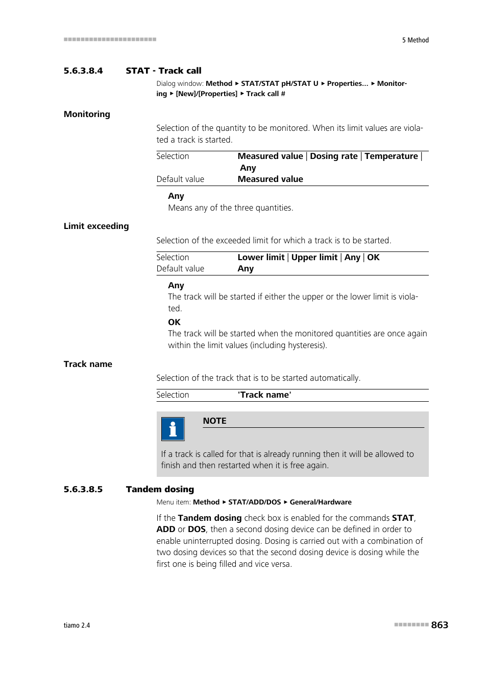 4 stat - track call, 5 tandem dosing | Metrohm tiamo 2.4 Manual User Manual | Page 879 / 1717