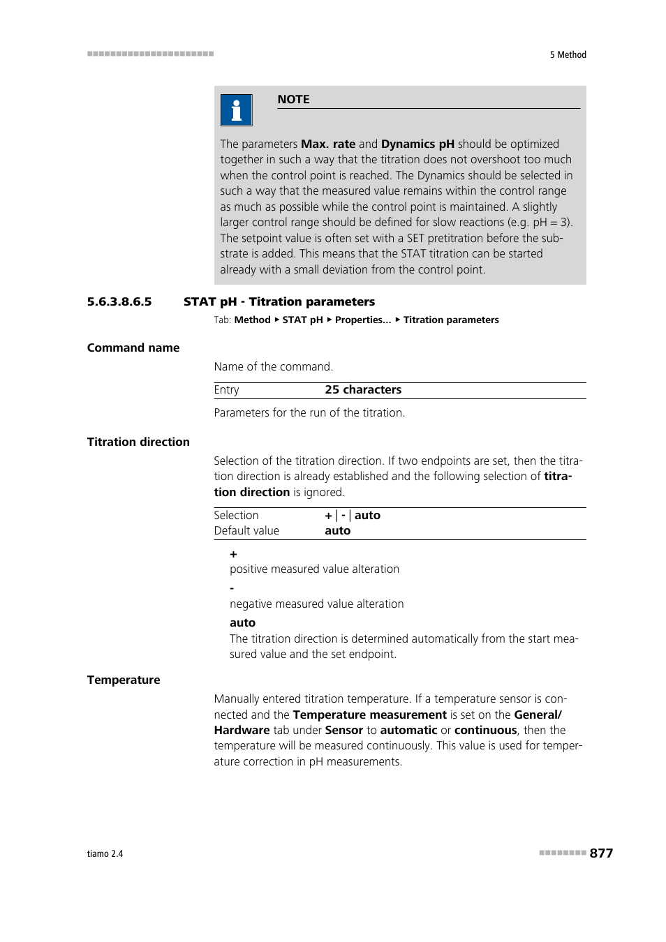 5 stat ph - titration parameters, Titration parameters | Metrohm tiamo 2.4 Manual User Manual | Page 893 / 1717