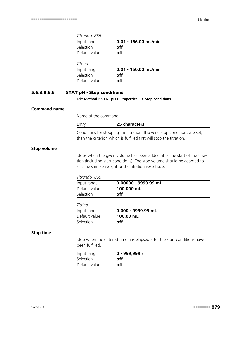 6 stat ph - stop conditions, Stop conditions | Metrohm tiamo 2.4 Manual User Manual | Page 895 / 1717