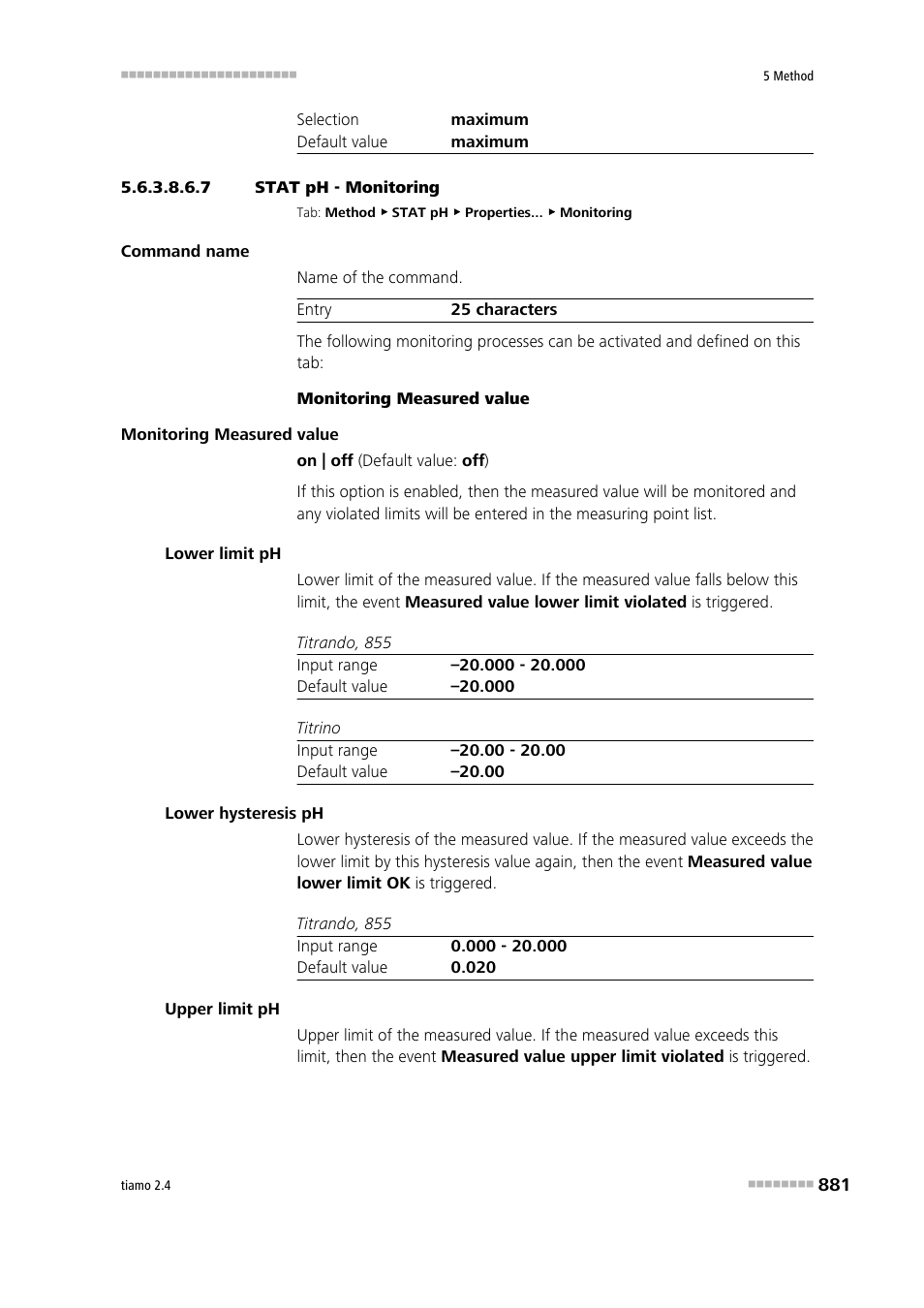 7 stat ph - monitoring, Monitoring | Metrohm tiamo 2.4 Manual User Manual | Page 897 / 1717