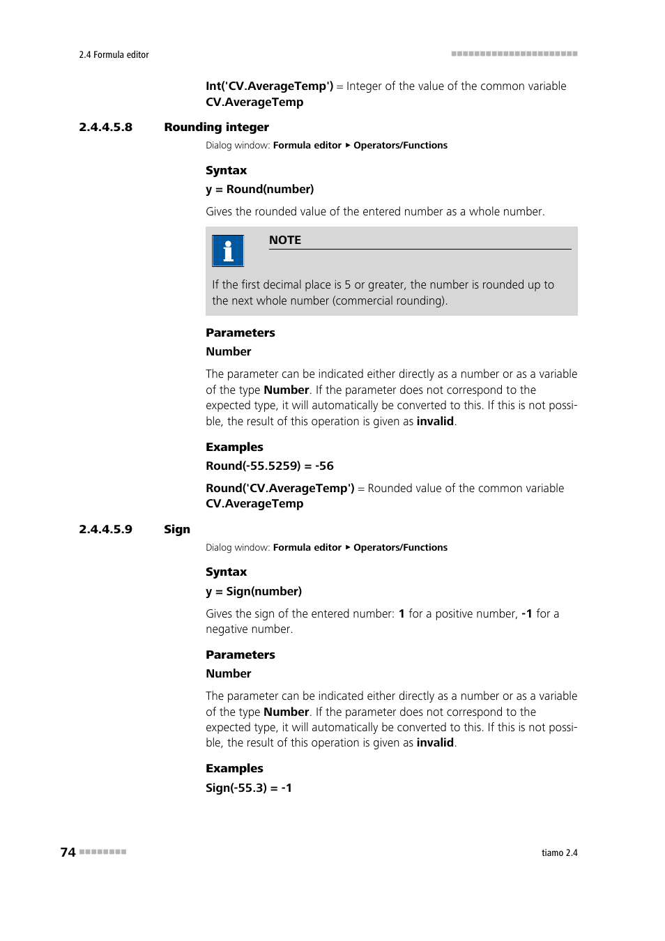 8 rounding integer, 9 sign, Round integer (round) | Sign | Metrohm tiamo 2.4 Manual User Manual | Page 90 / 1717