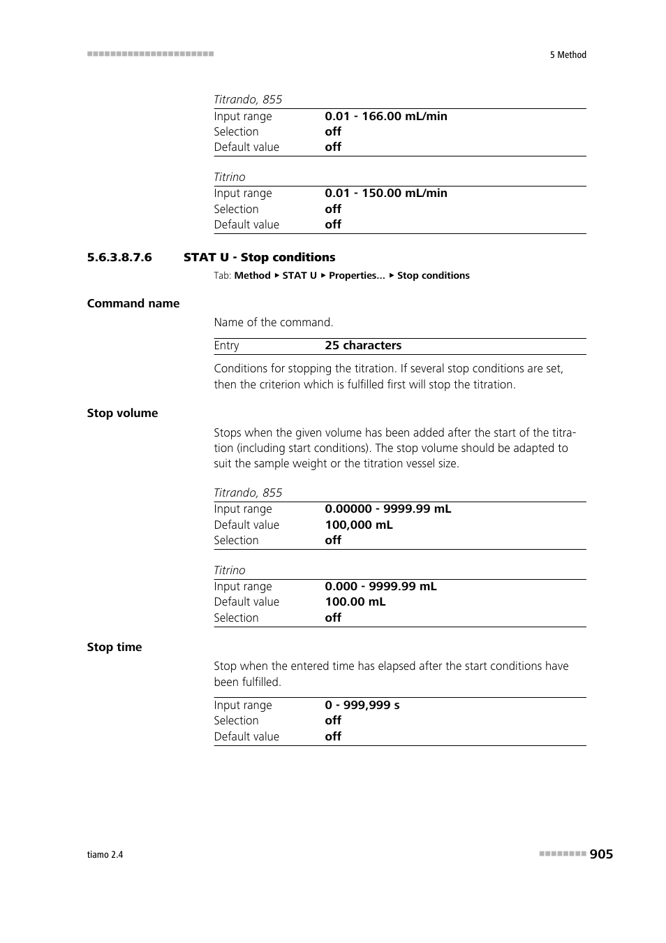 6 stat u - stop conditions, Stop conditions | Metrohm tiamo 2.4 Manual User Manual | Page 921 / 1717