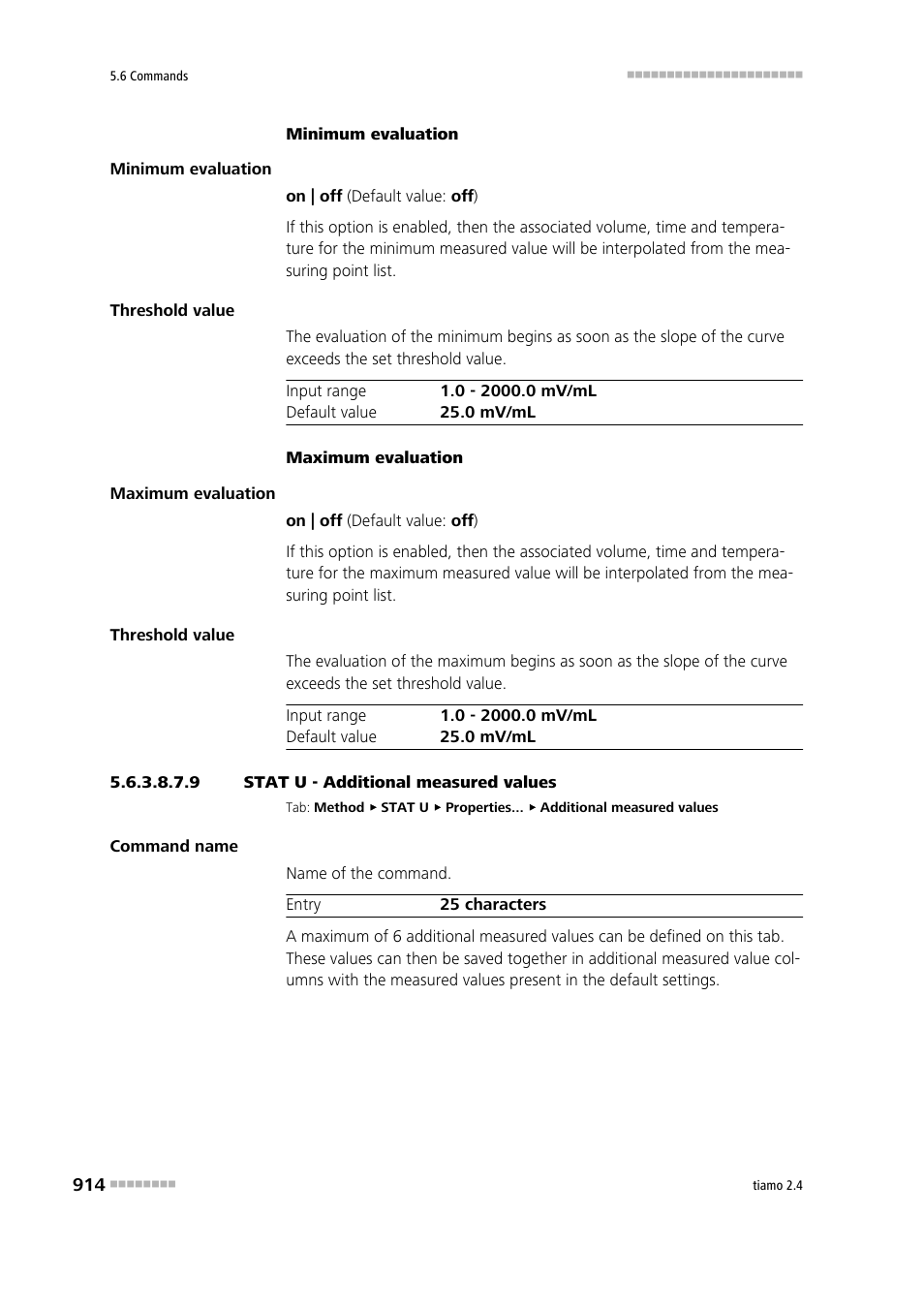 9 stat u - additional measured values, Additional measured values | Metrohm tiamo 2.4 Manual User Manual | Page 930 / 1717