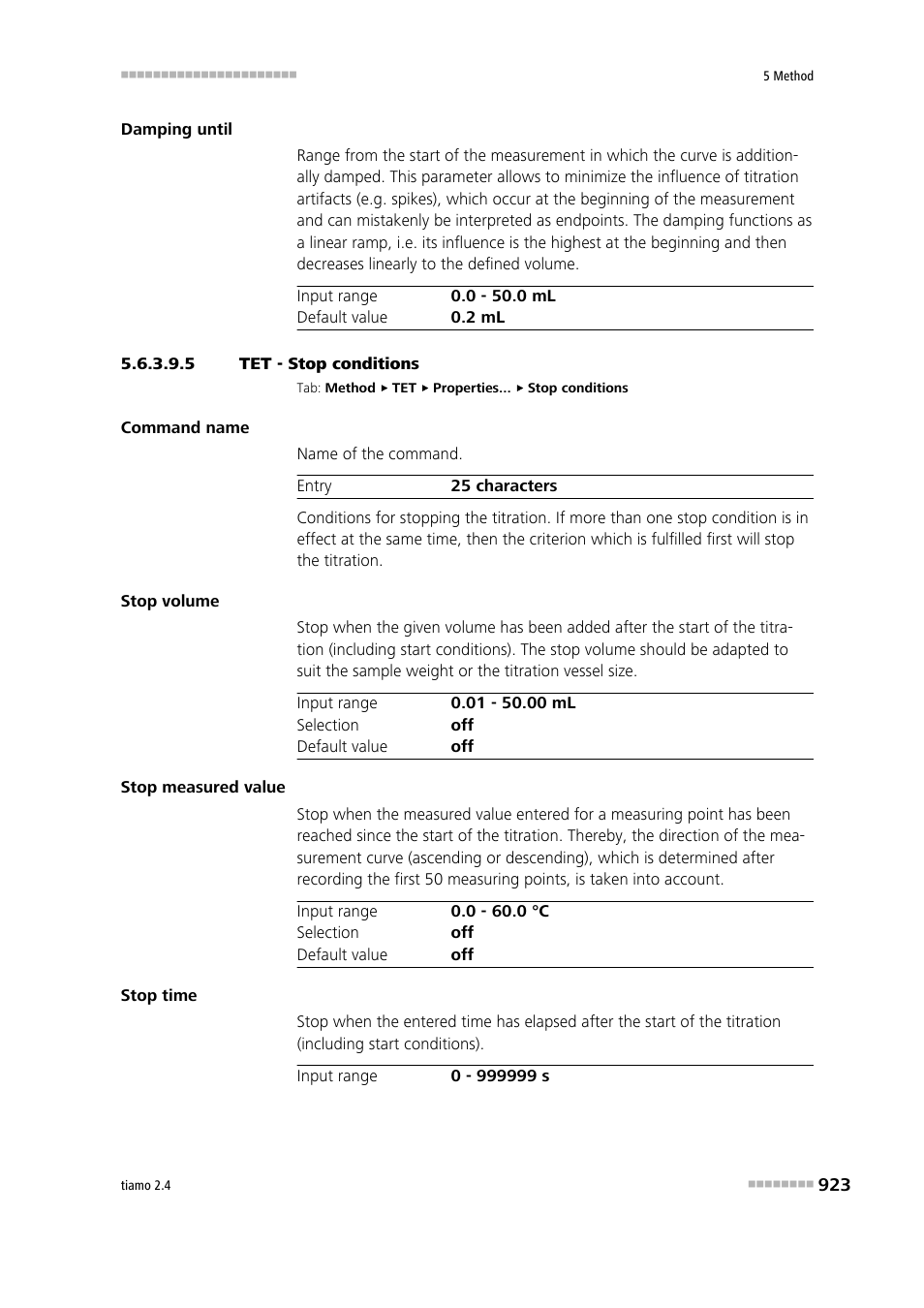 5 tet - stop conditions | Metrohm tiamo 2.4 Manual User Manual | Page 939 / 1717