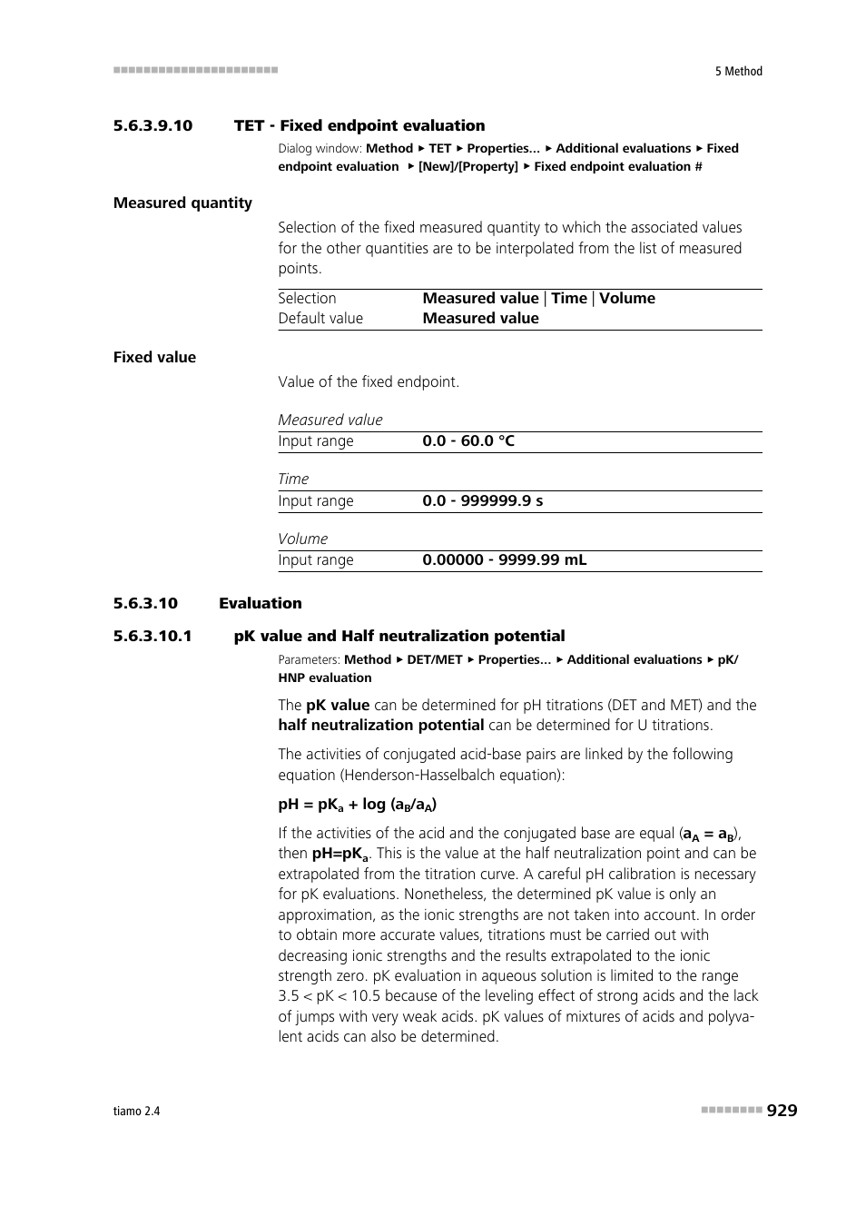 10 tet - fixed endpoint evaluation, 10 evaluation, 1 pk value and half neutralization potential | Metrohm tiamo 2.4 Manual User Manual | Page 945 / 1717