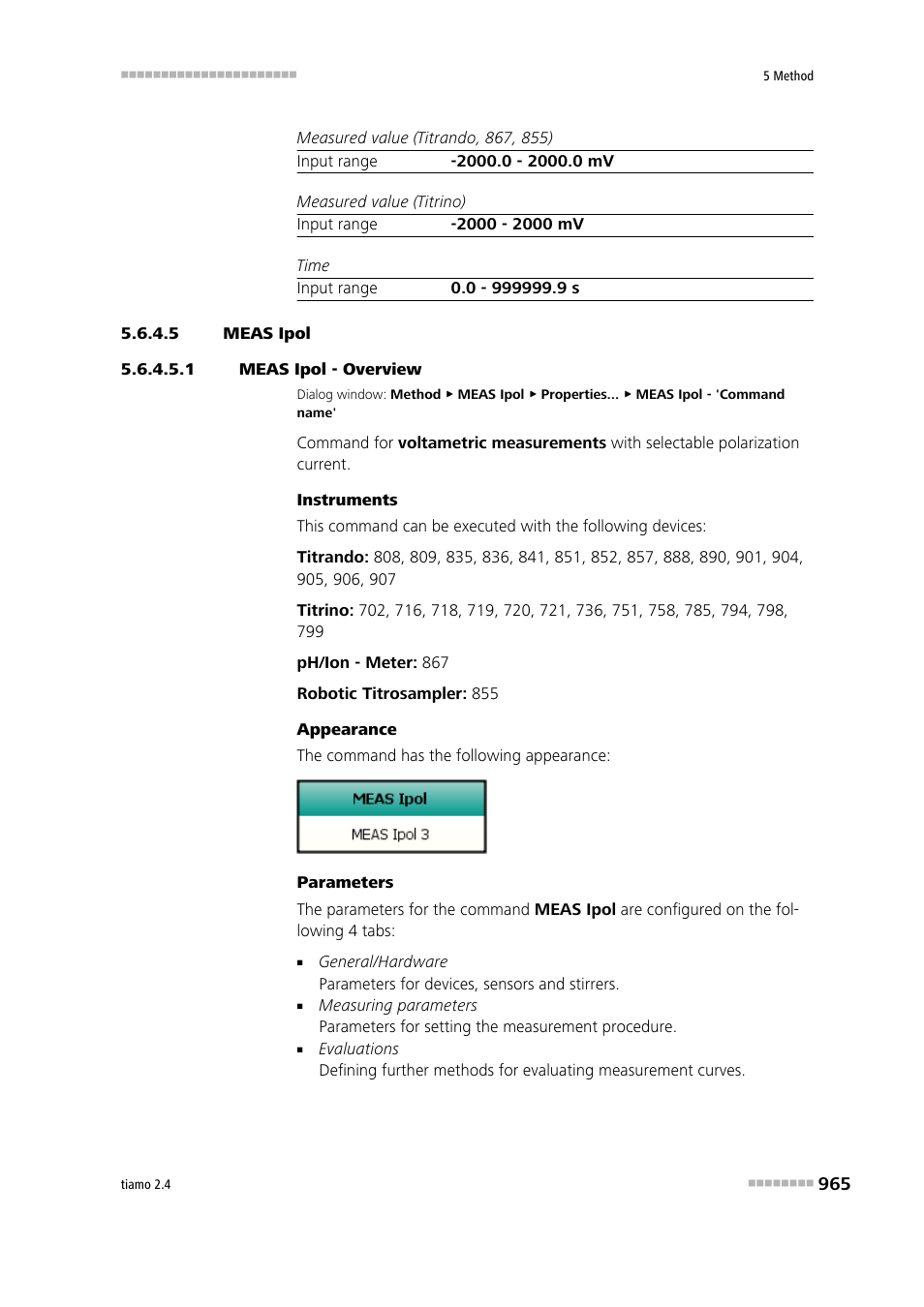 5 meas ipol, 1 meas ipol - overview, Meas ipol | Metrohm tiamo 2.4 Manual User Manual | Page 981 / 1717