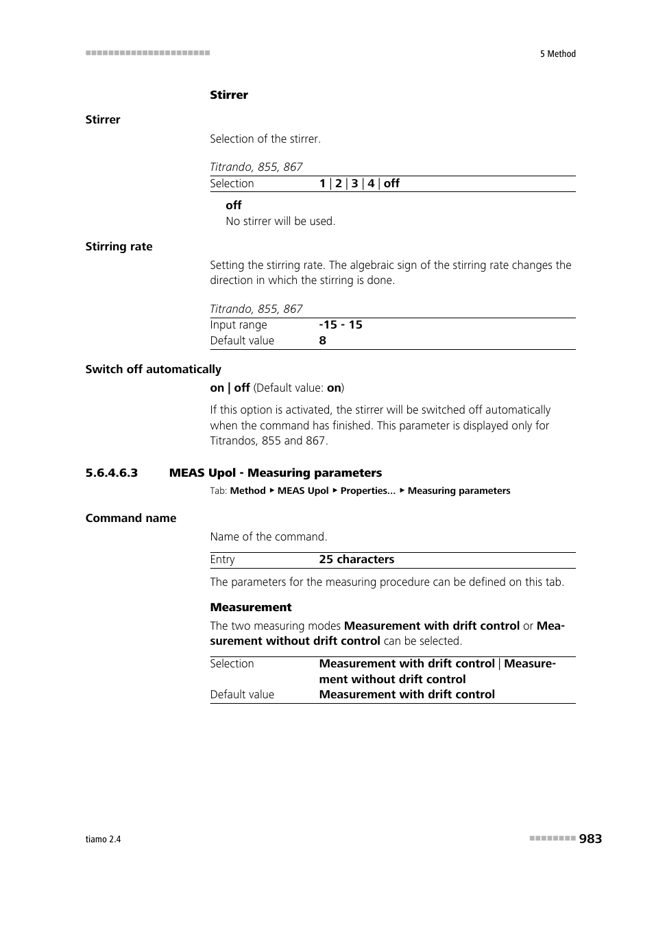 3 meas upol - measuring parameters, Measuring parameters | Metrohm tiamo 2.4 Manual User Manual | Page 999 / 1717