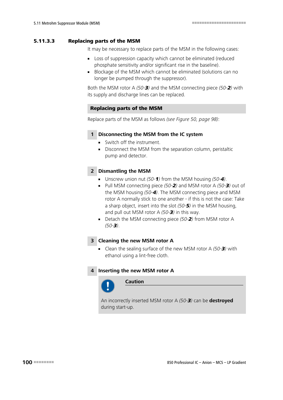 3 replacing parts of the msm | Metrohm 850 Professional IC Anion MCS LP-Gradient User Manual | Page 110 / 153