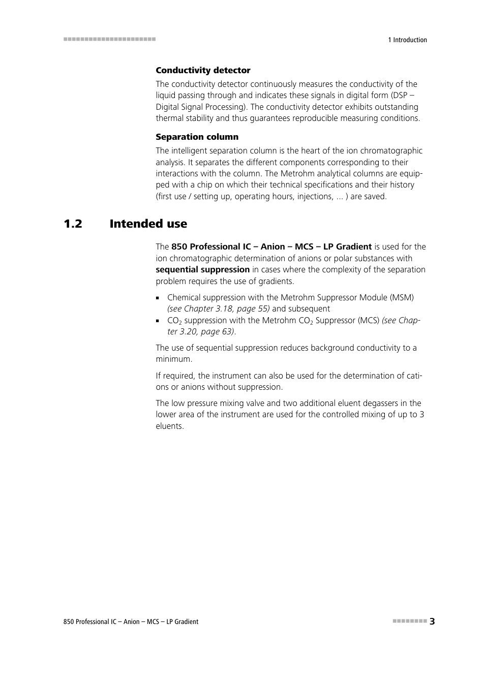 2 intended use, Intended use | Metrohm 850 Professional IC Anion MCS LP-Gradient User Manual | Page 13 / 153