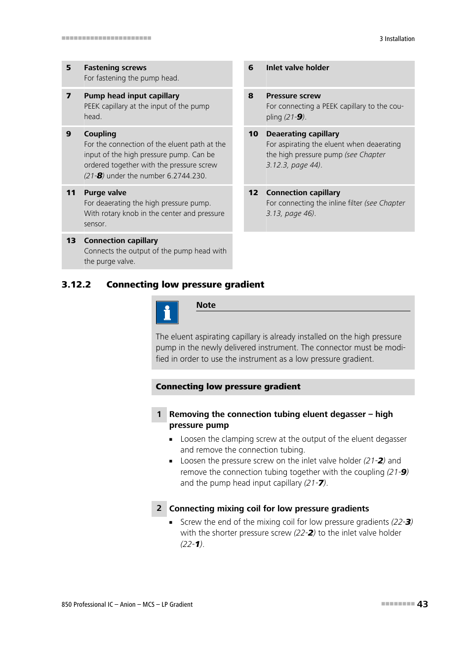 2 connecting low pressure gradient, Connecting low pressure gradient | Metrohm 850 Professional IC Anion MCS LP-Gradient User Manual | Page 53 / 153