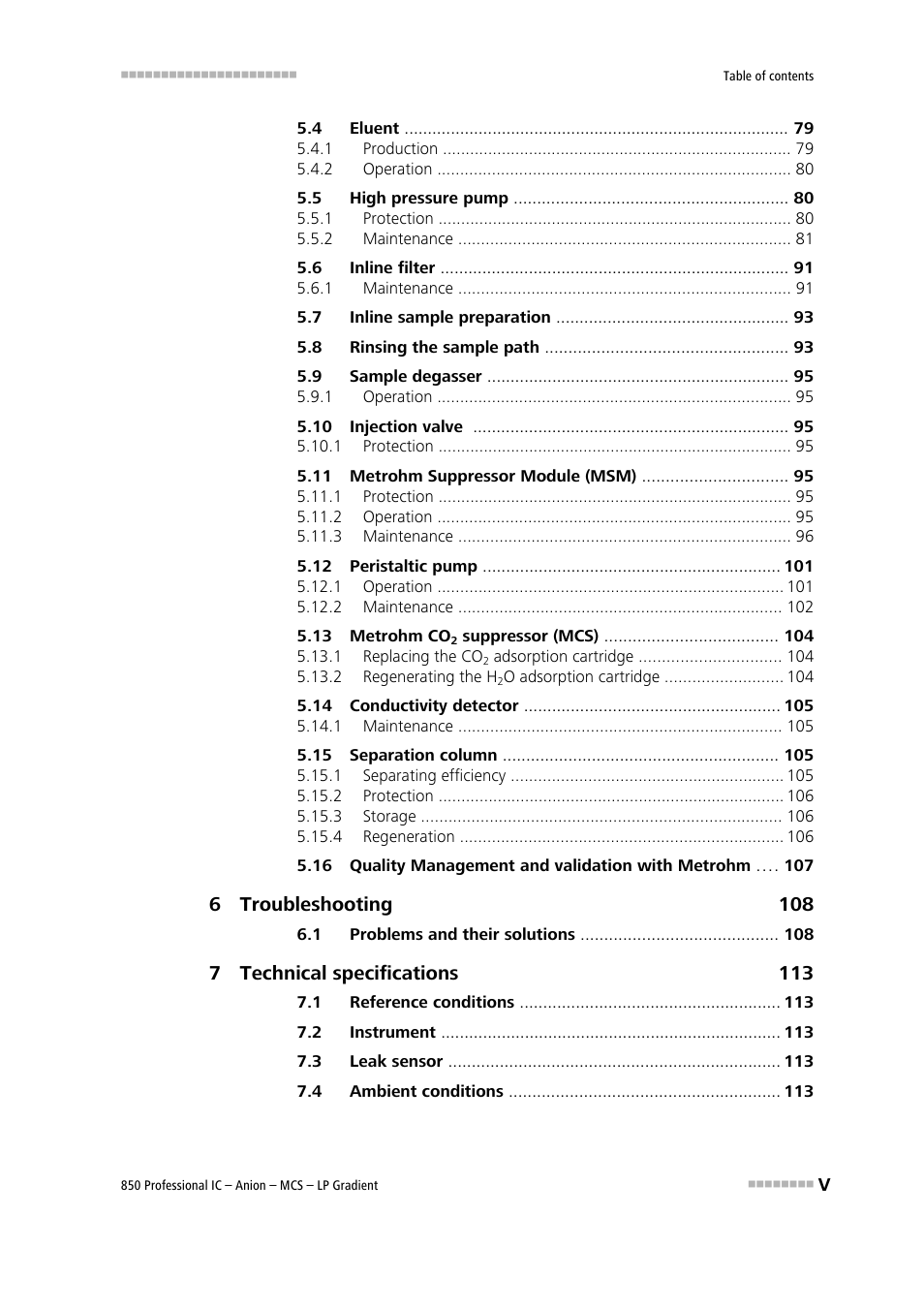 Metrohm 850 Professional IC Anion MCS LP-Gradient User Manual | Page 7 / 153
