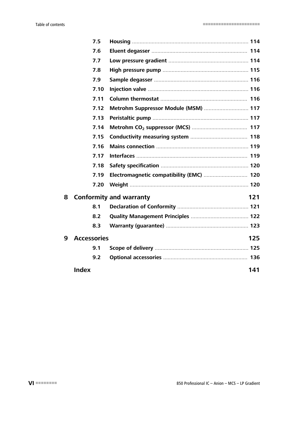 Metrohm 850 Professional IC Anion MCS LP-Gradient User Manual | Page 8 / 153