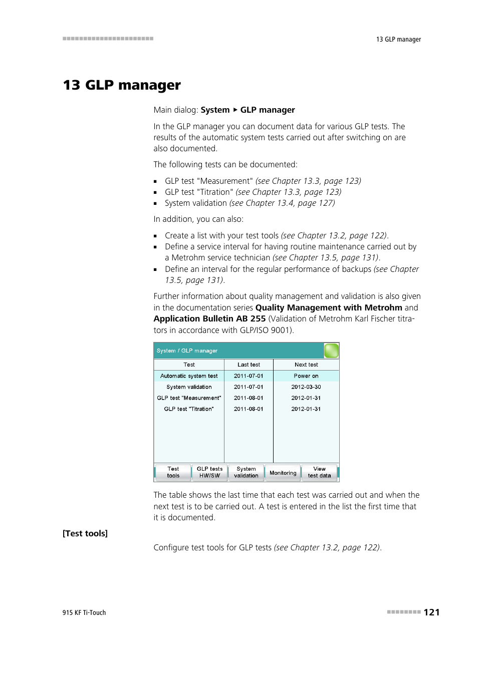 13 glp manager | Metrohm 915 KF Ti-Touch User Manual | Page 135 / 382