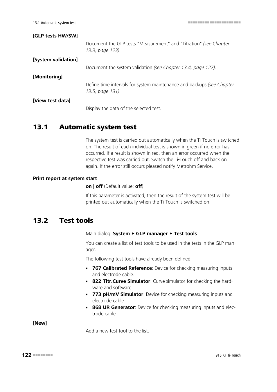 1 automatic system test, 2 test tools | Metrohm 915 KF Ti-Touch User Manual | Page 136 / 382