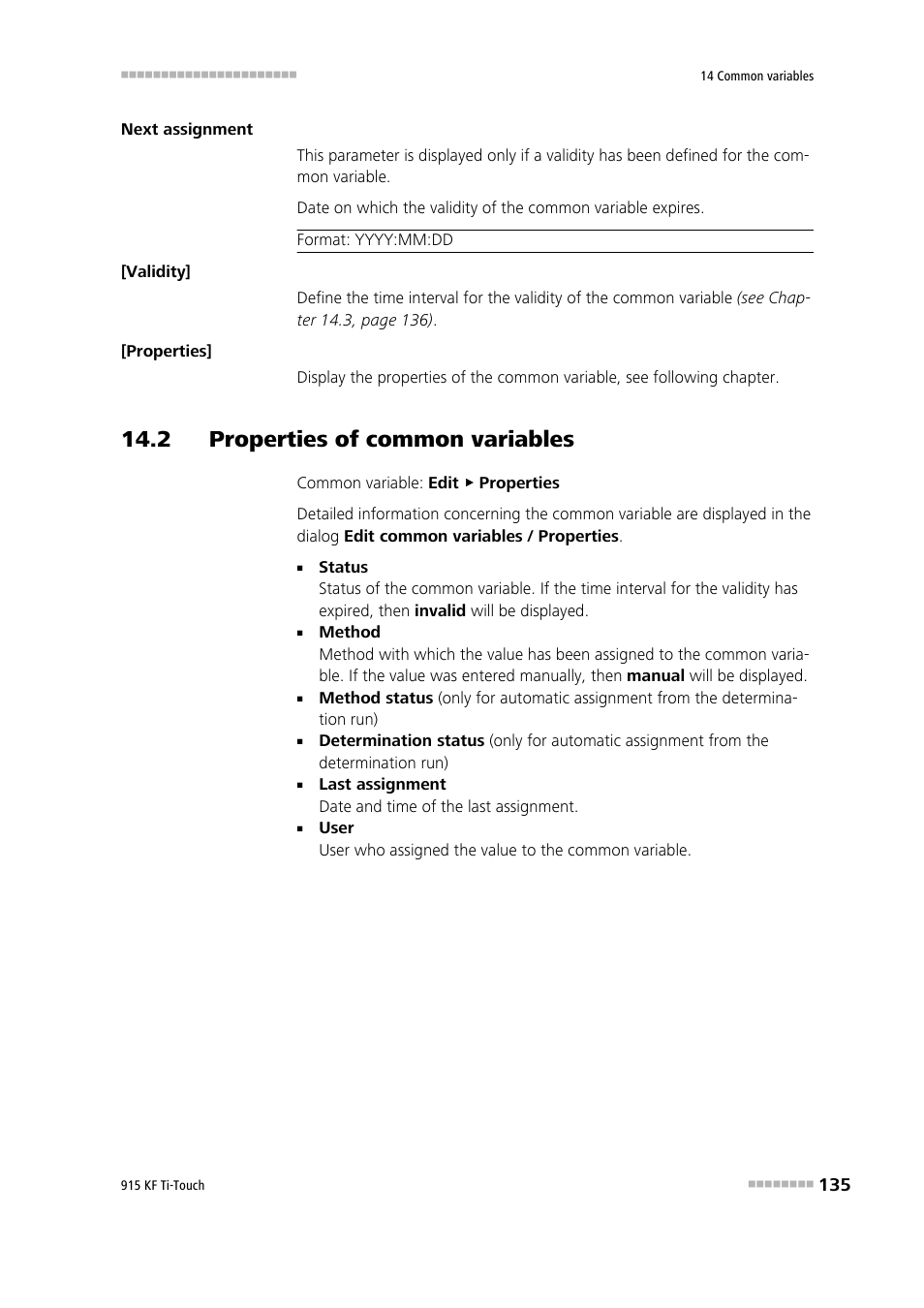 2 properties of common variables | Metrohm 915 KF Ti-Touch User Manual | Page 149 / 382
