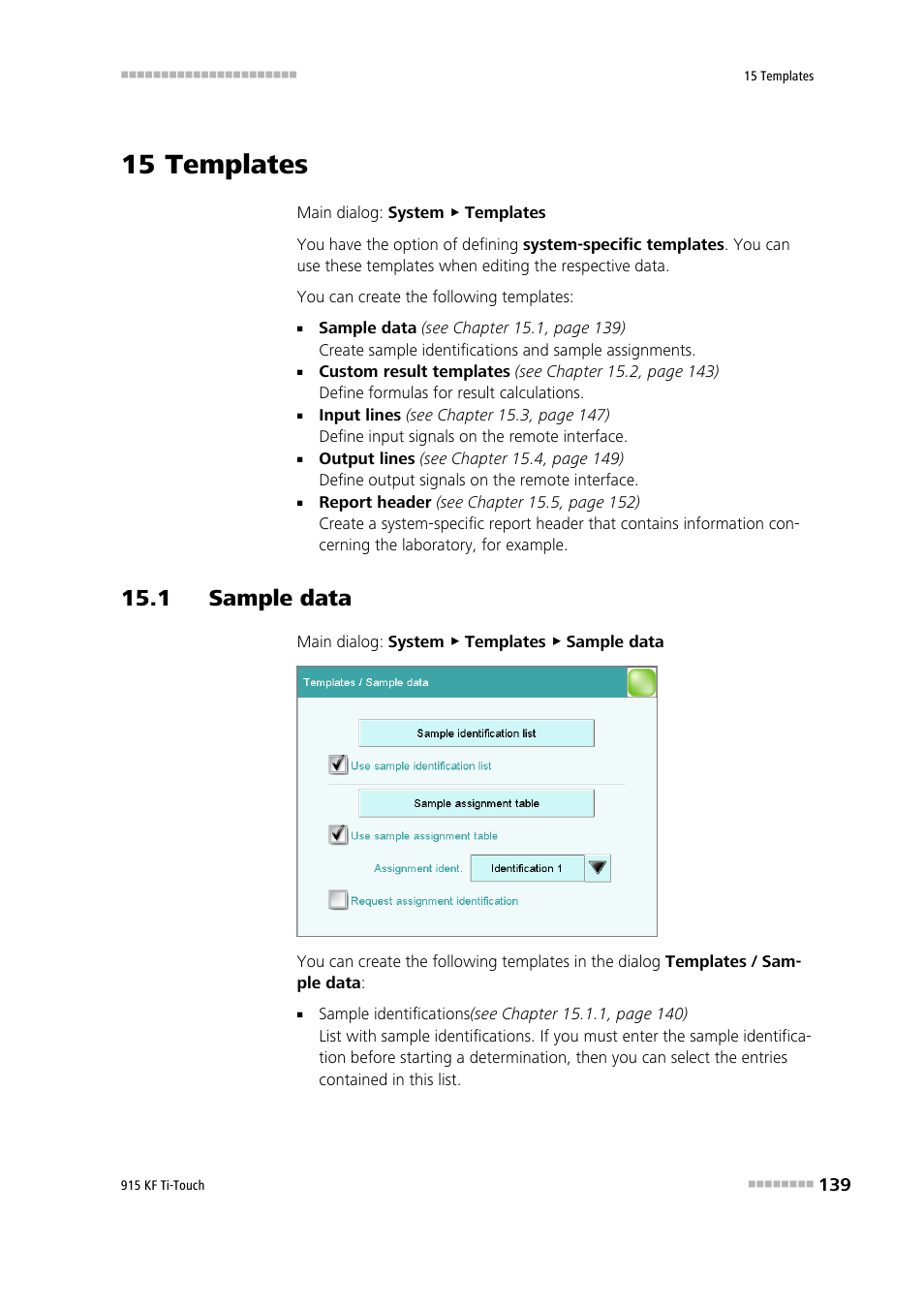 15 templates, 1 sample data | Metrohm 915 KF Ti-Touch User Manual | Page 153 / 382
