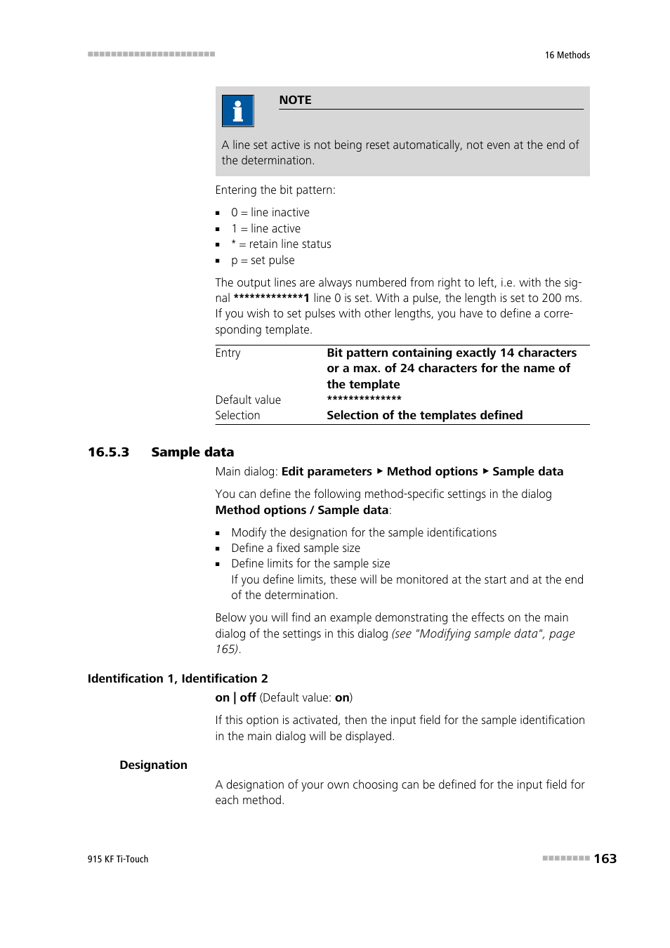 3 sample data, Sample data | Metrohm 915 KF Ti-Touch User Manual | Page 177 / 382