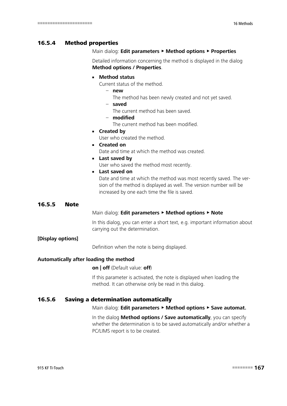 4 method properties, 5 note, 6 saving a determination automatically | Method properties, Note, Saving a determination automatically | Metrohm 915 KF Ti-Touch User Manual | Page 181 / 382