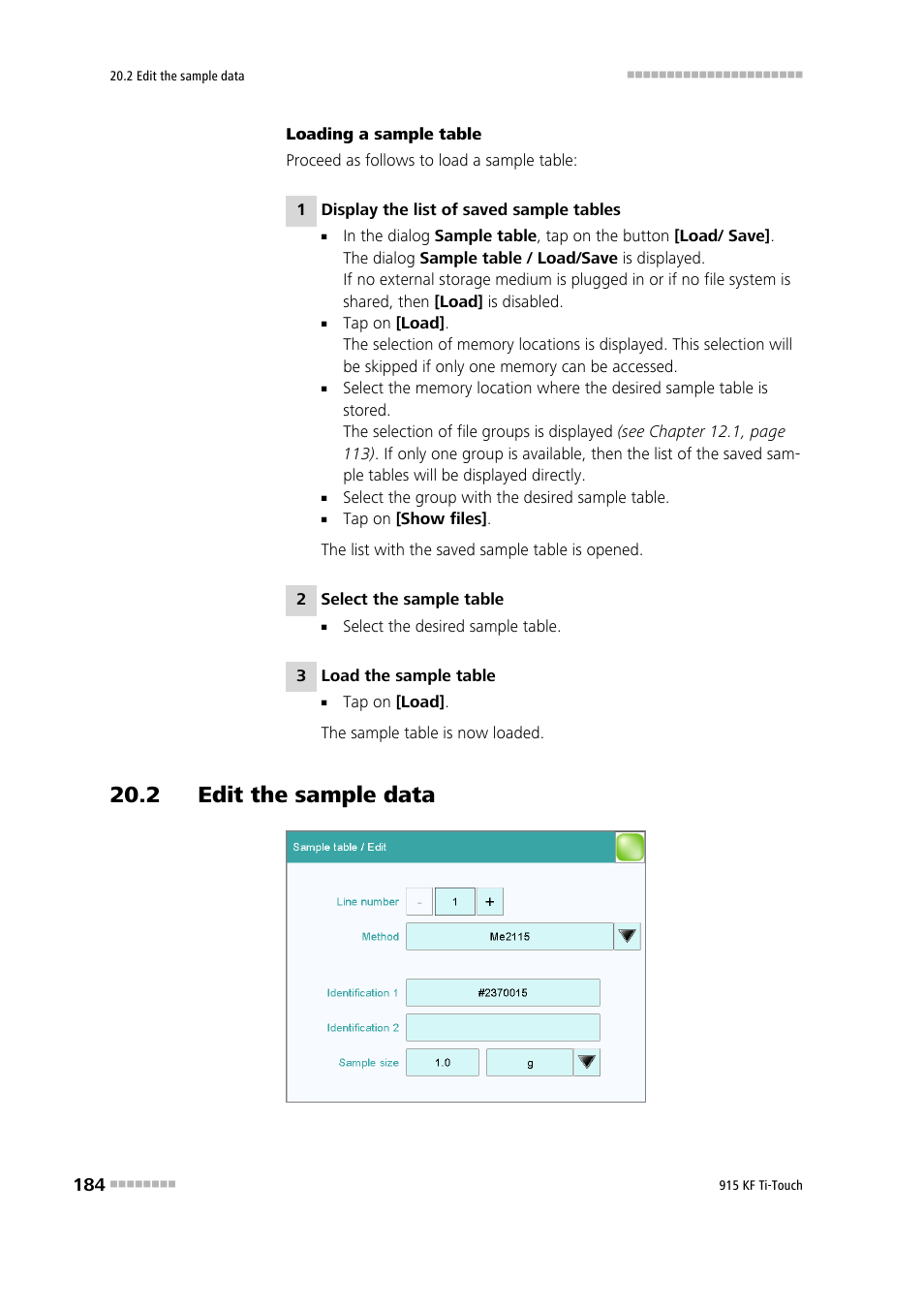2 edit the sample data | Metrohm 915 KF Ti-Touch User Manual | Page 198 / 382