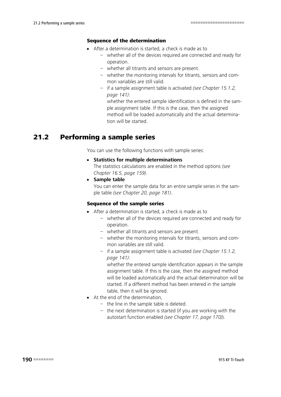 2 performing a sample series | Metrohm 915 KF Ti-Touch User Manual | Page 204 / 382