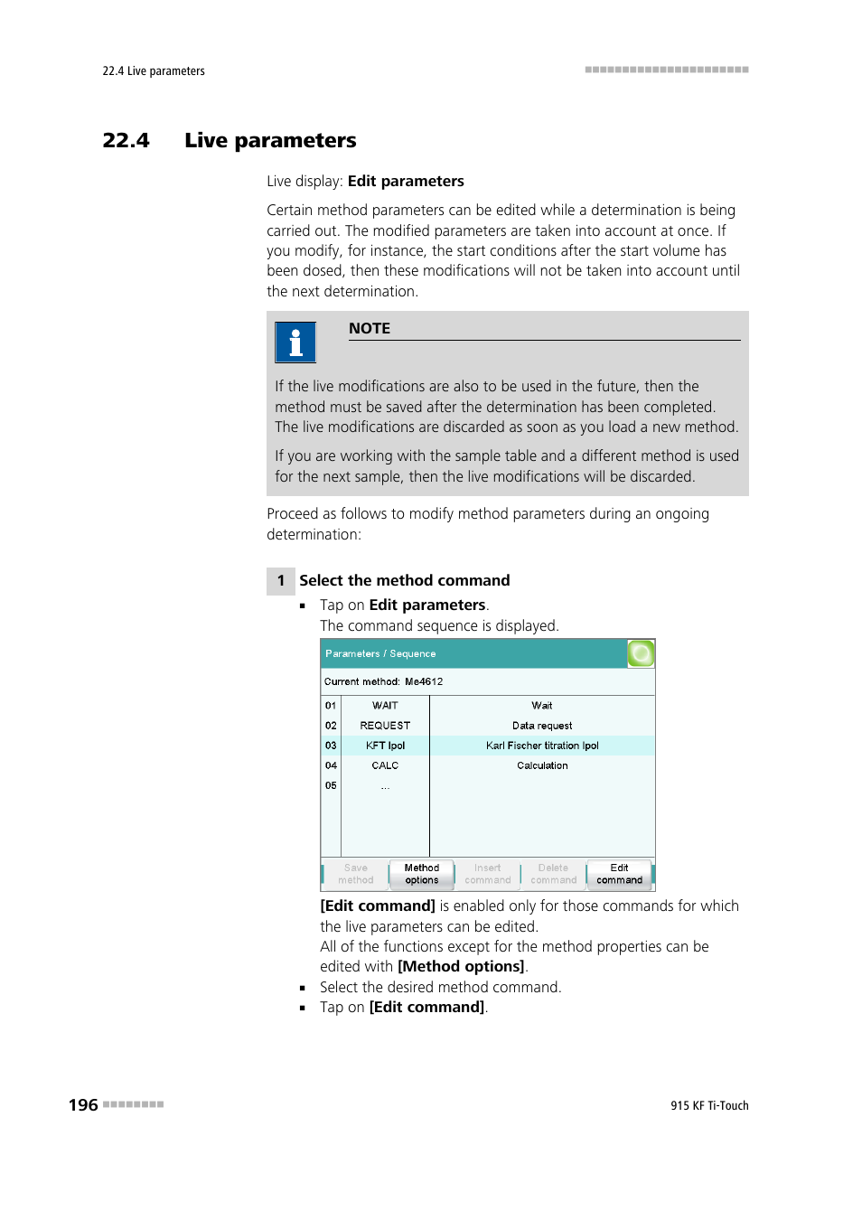 4 live parameters | Metrohm 915 KF Ti-Touch User Manual | Page 210 / 382