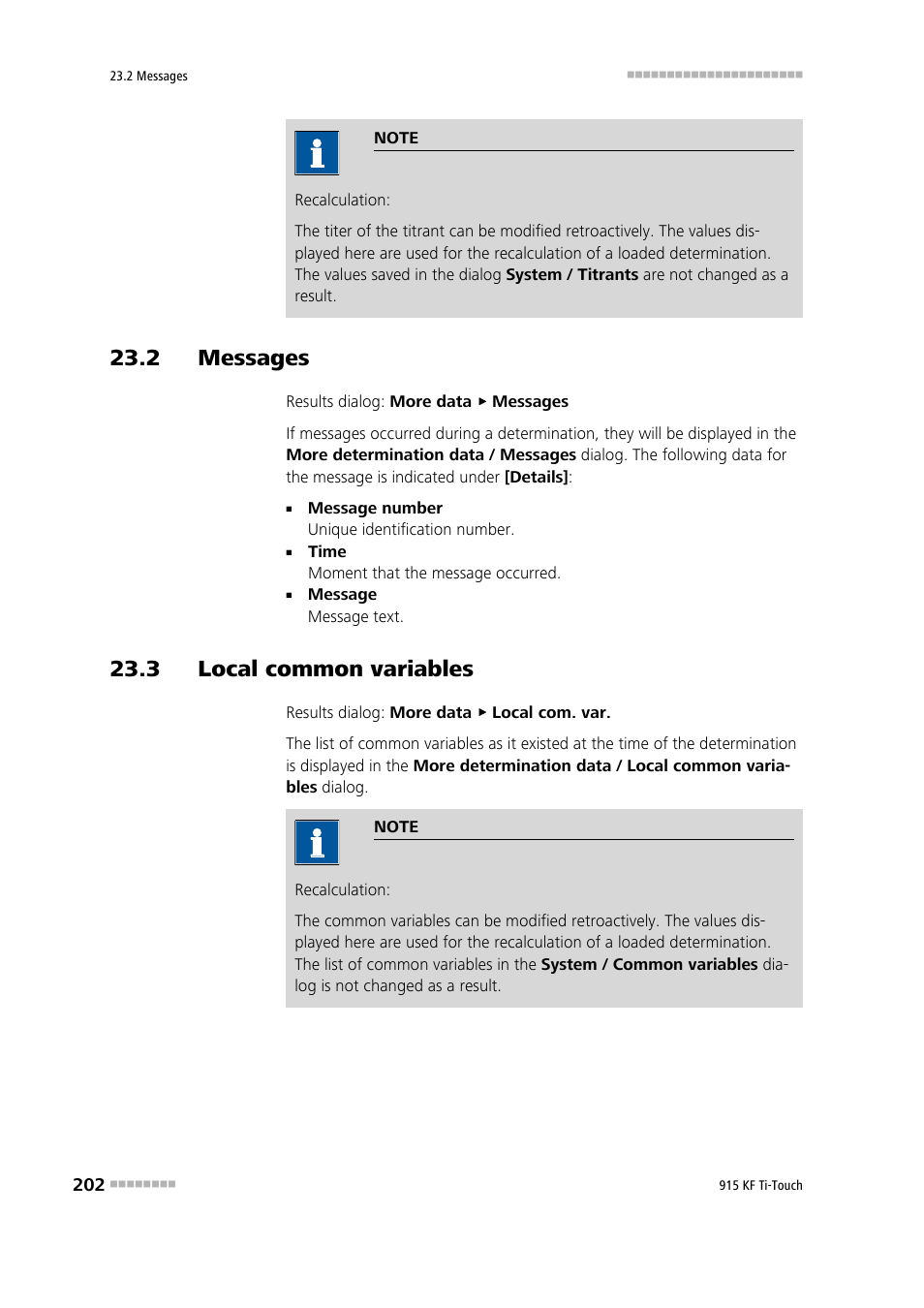2 messages, 3 local common variables | Metrohm 915 KF Ti-Touch User Manual | Page 216 / 382