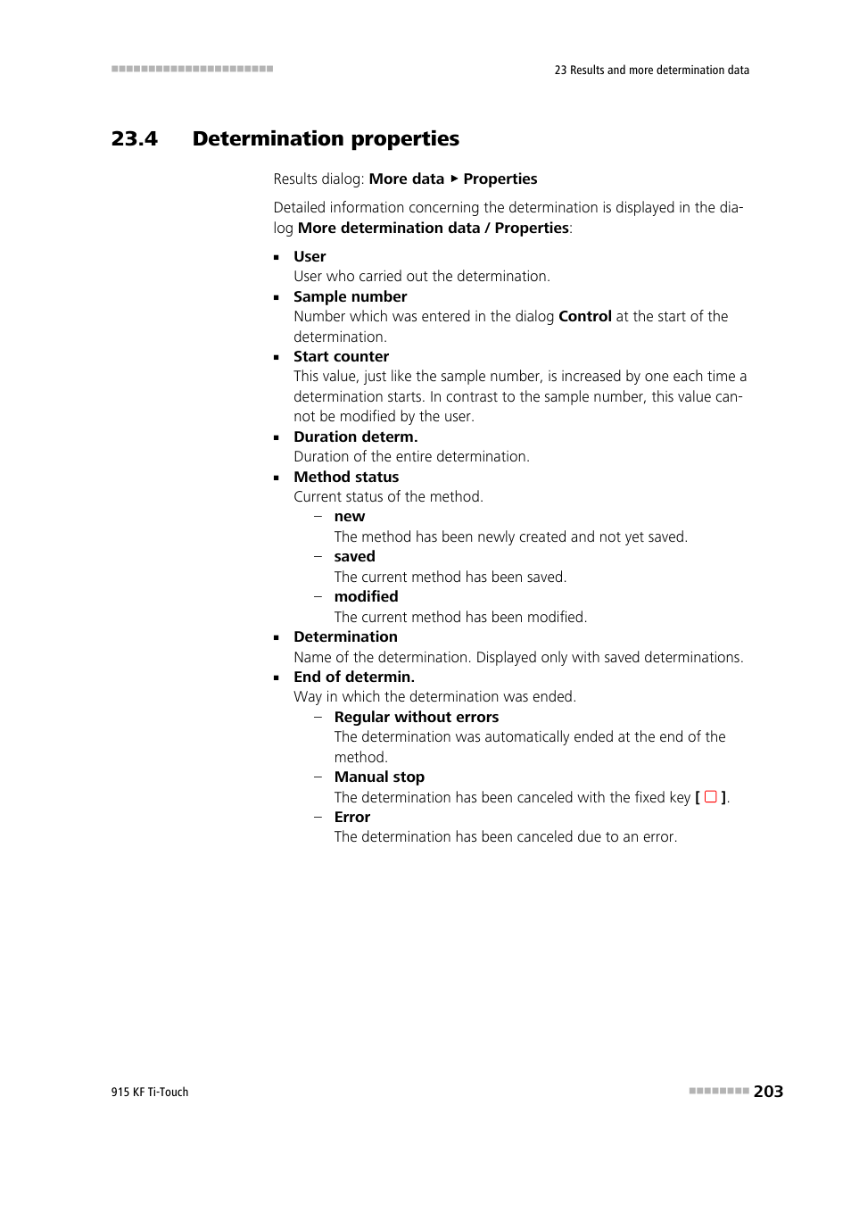 4 determination properties | Metrohm 915 KF Ti-Touch User Manual | Page 217 / 382