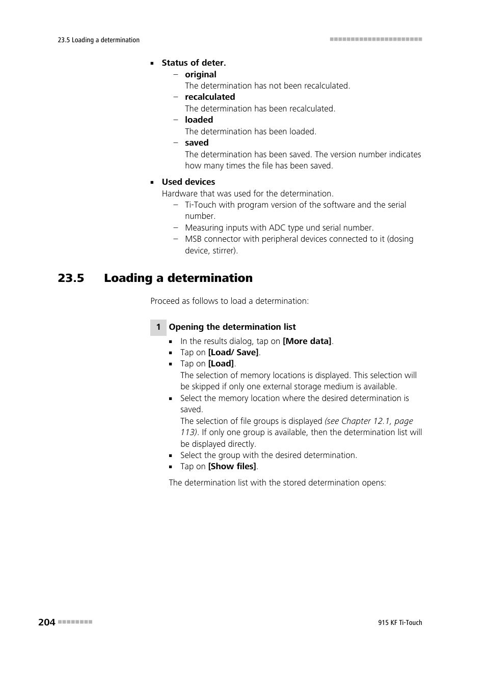 5 loading a determination | Metrohm 915 KF Ti-Touch User Manual | Page 218 / 382