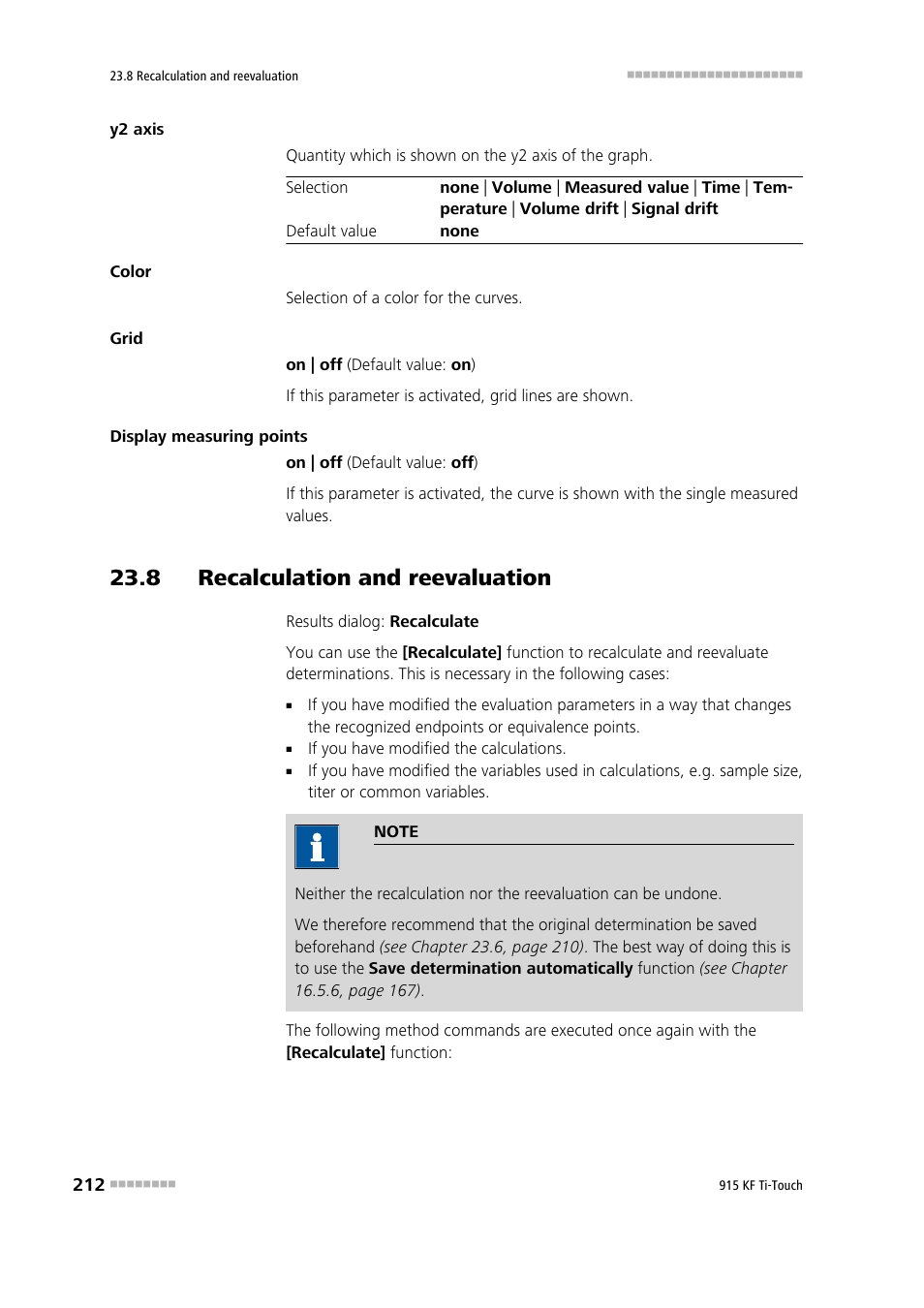 8 recalculation and reevaluation | Metrohm 915 KF Ti-Touch User Manual | Page 226 / 382