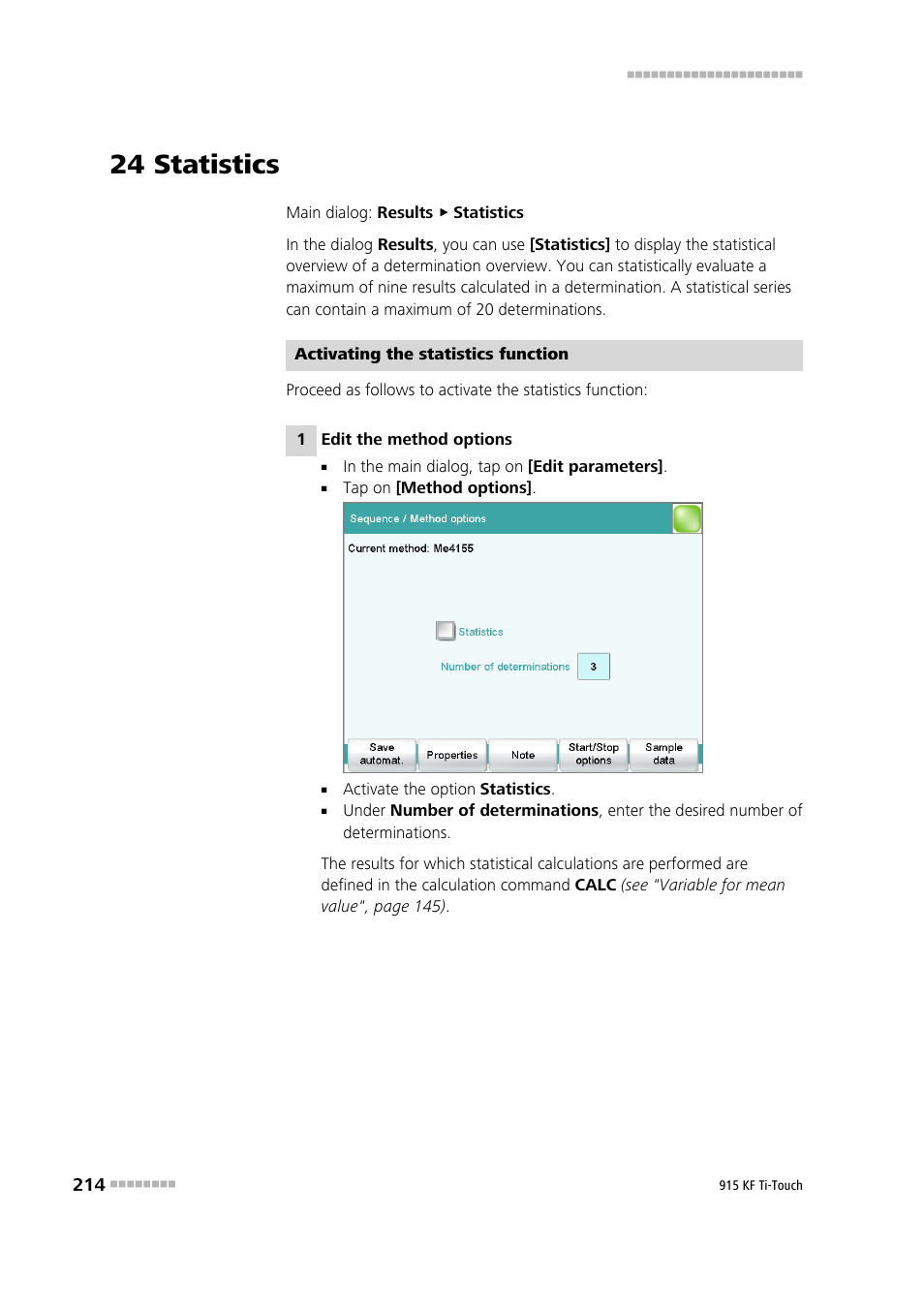 24 statistics | Metrohm 915 KF Ti-Touch User Manual | Page 228 / 382