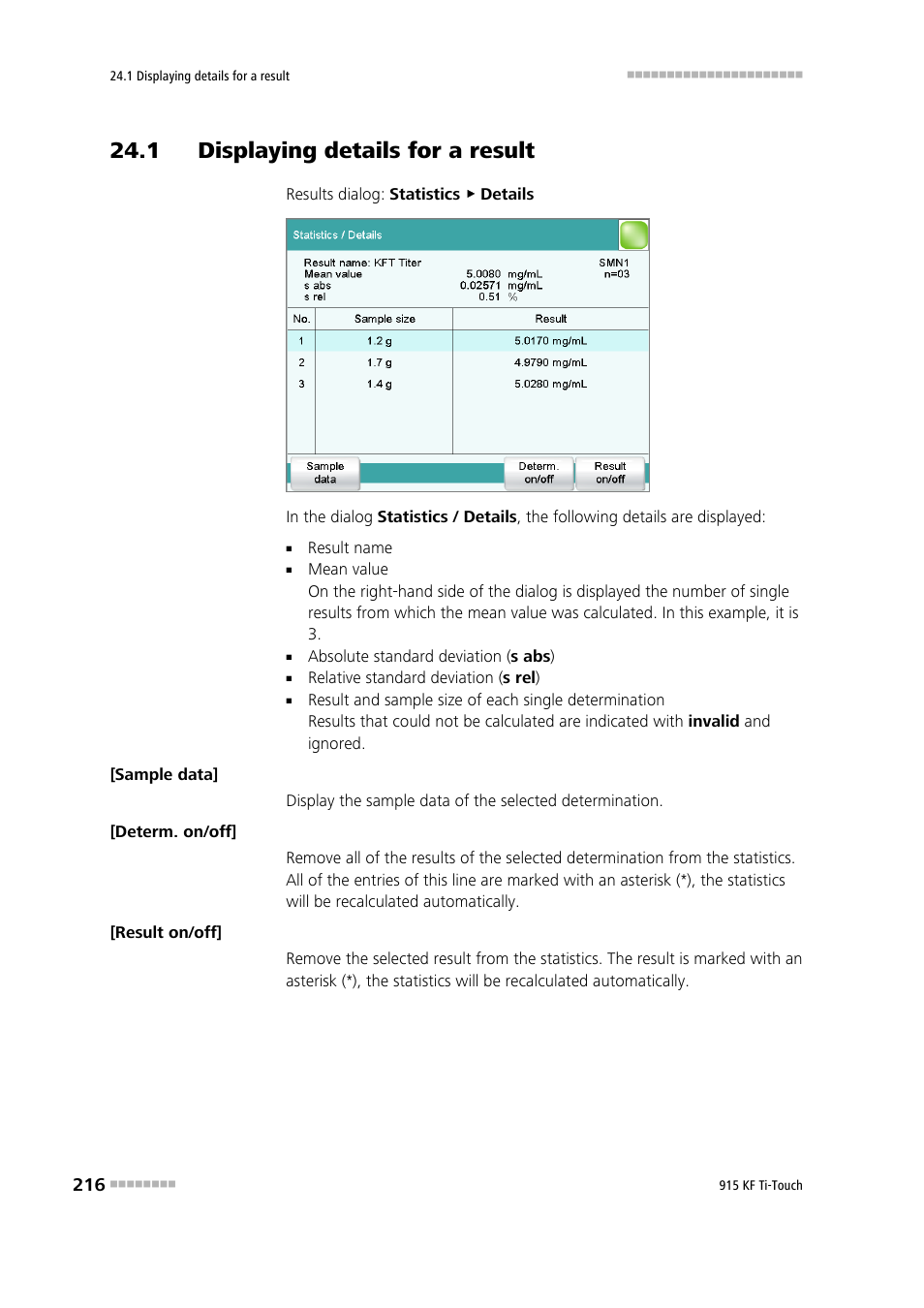 1 displaying details for a result | Metrohm 915 KF Ti-Touch User Manual | Page 230 / 382