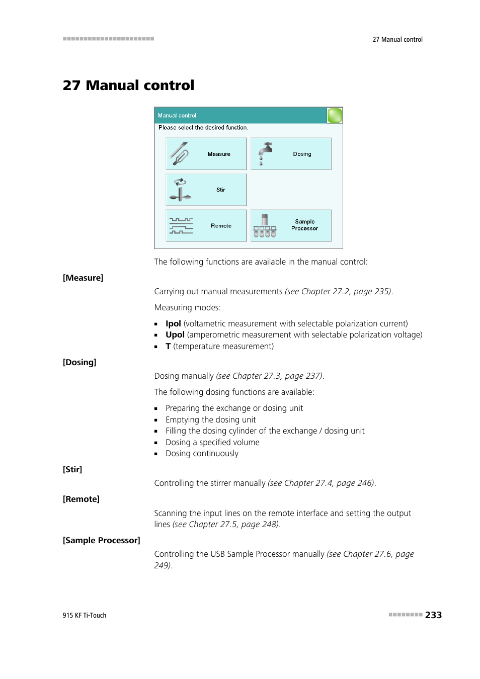 27 manual control | Metrohm 915 KF Ti-Touch User Manual | Page 247 / 382